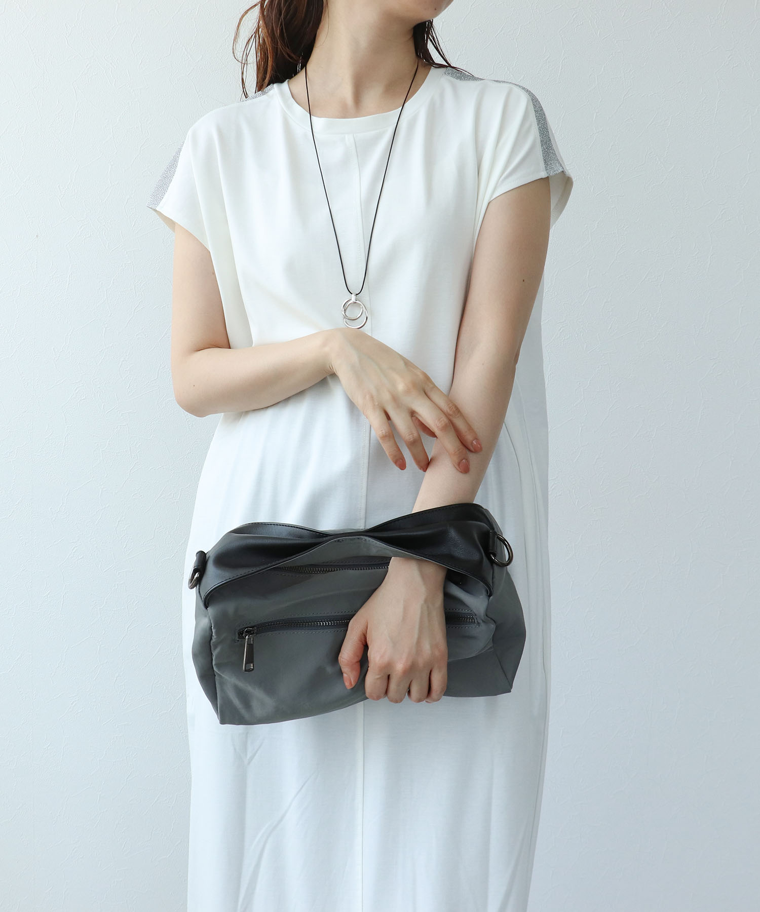 牛革×撥水ナイロンミニショルダーバッグ