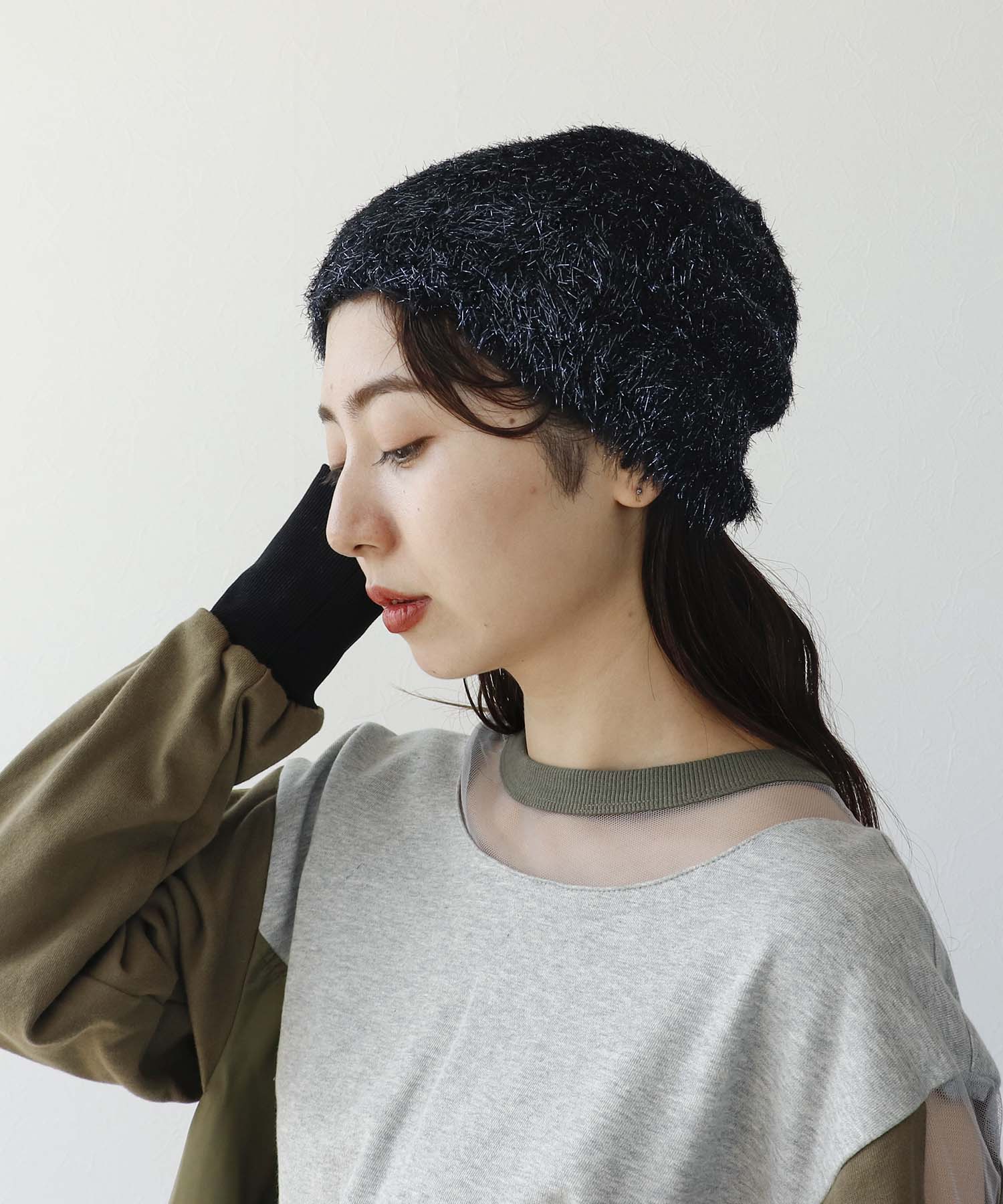 ラメモヘアフェザーニットワッチ