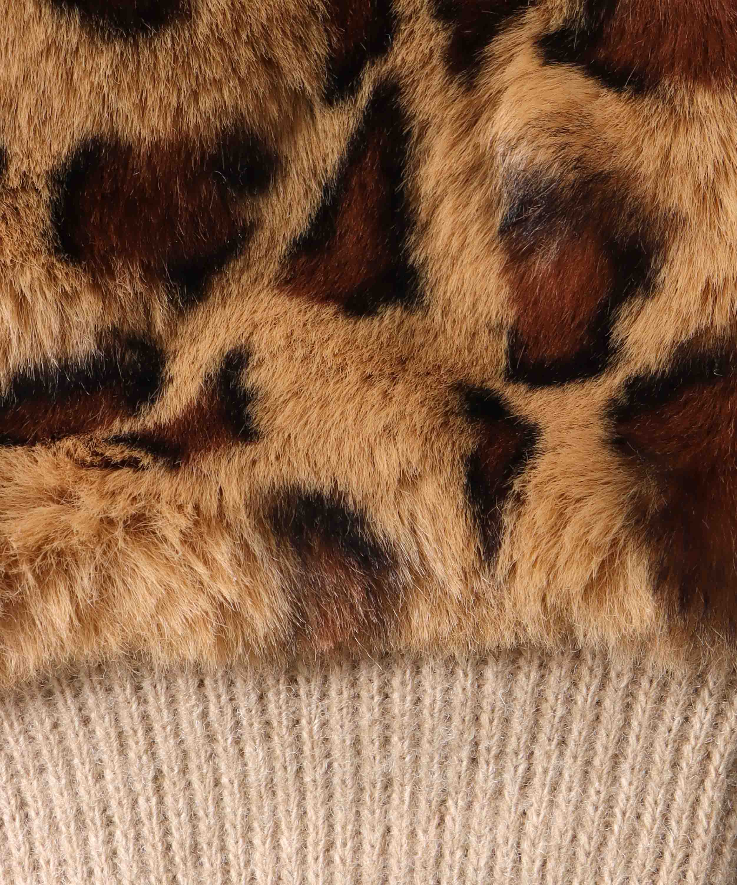 ヒョウ柄ファー指無しグローブ