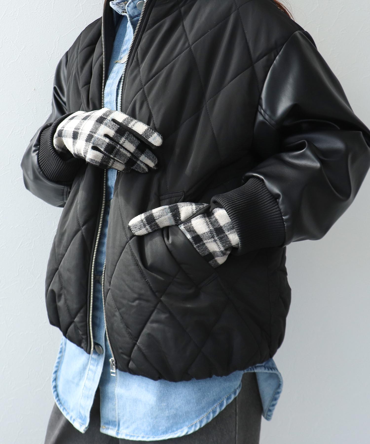 チェックショートグローブ