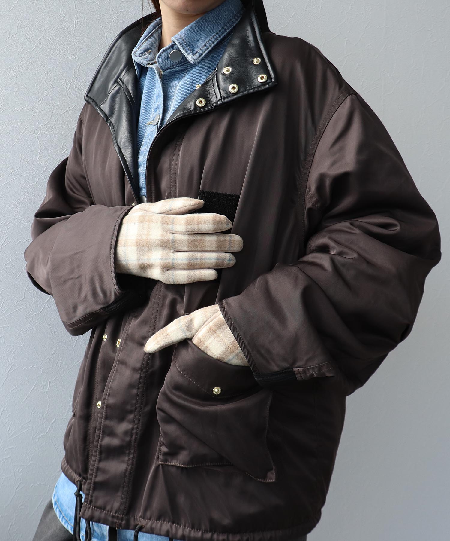 チェックショートグローブ