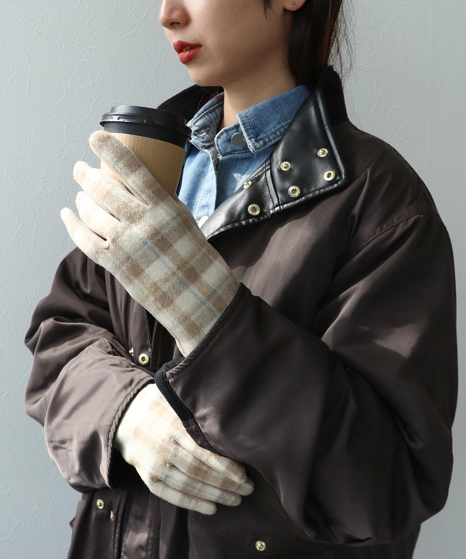 チェックショートグローブ