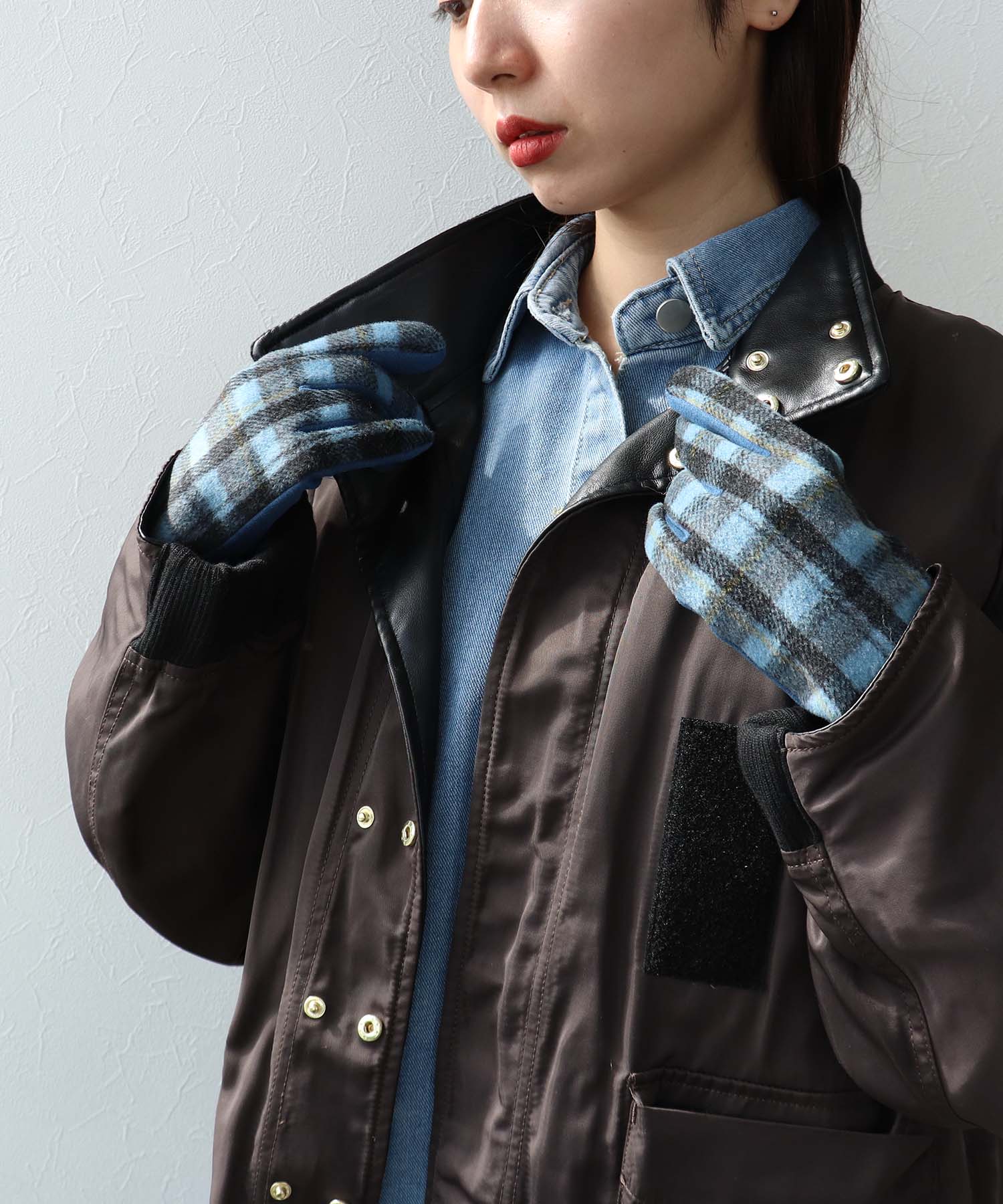 チェックショートグローブ