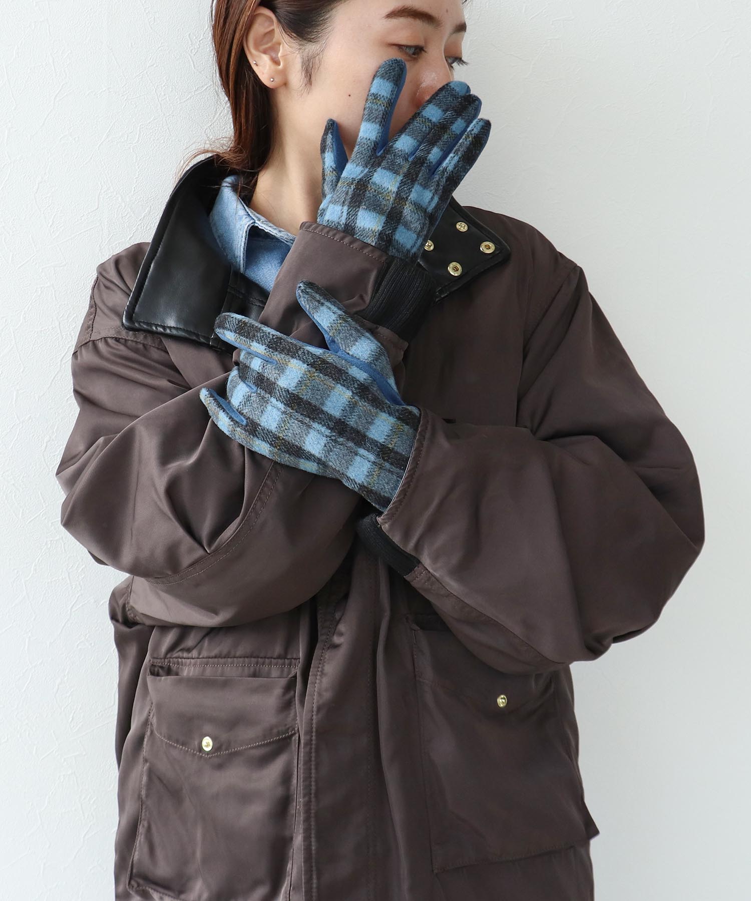 チェックショートグローブ
