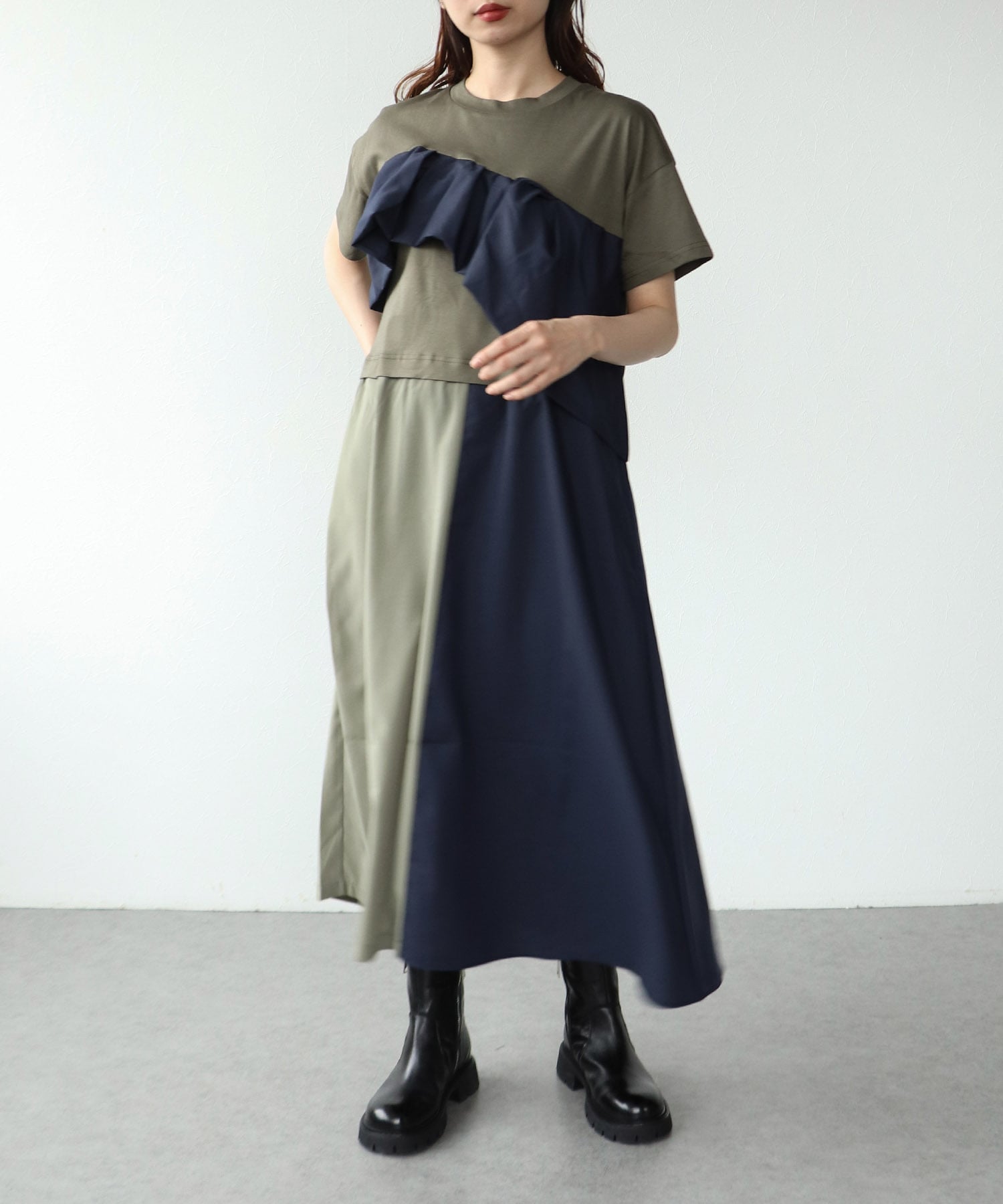 ラッフルフリルジョイントワンピース