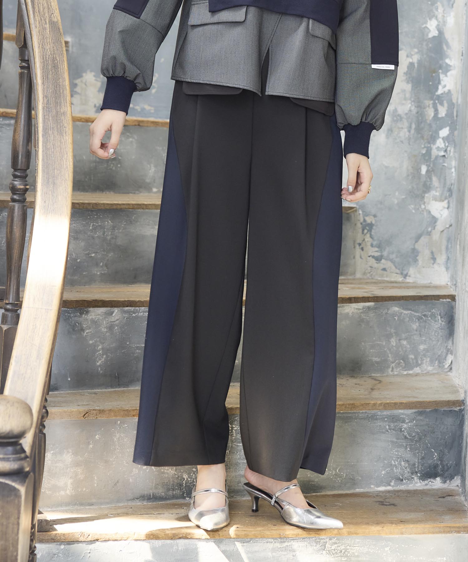 【MARECHAL TERRE 】バイカラーデザインパンツ