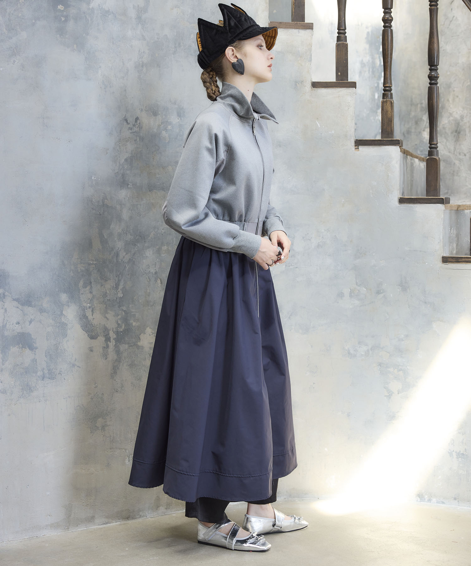 【MARECHAL TERRE】ジップブルゾンワンピース