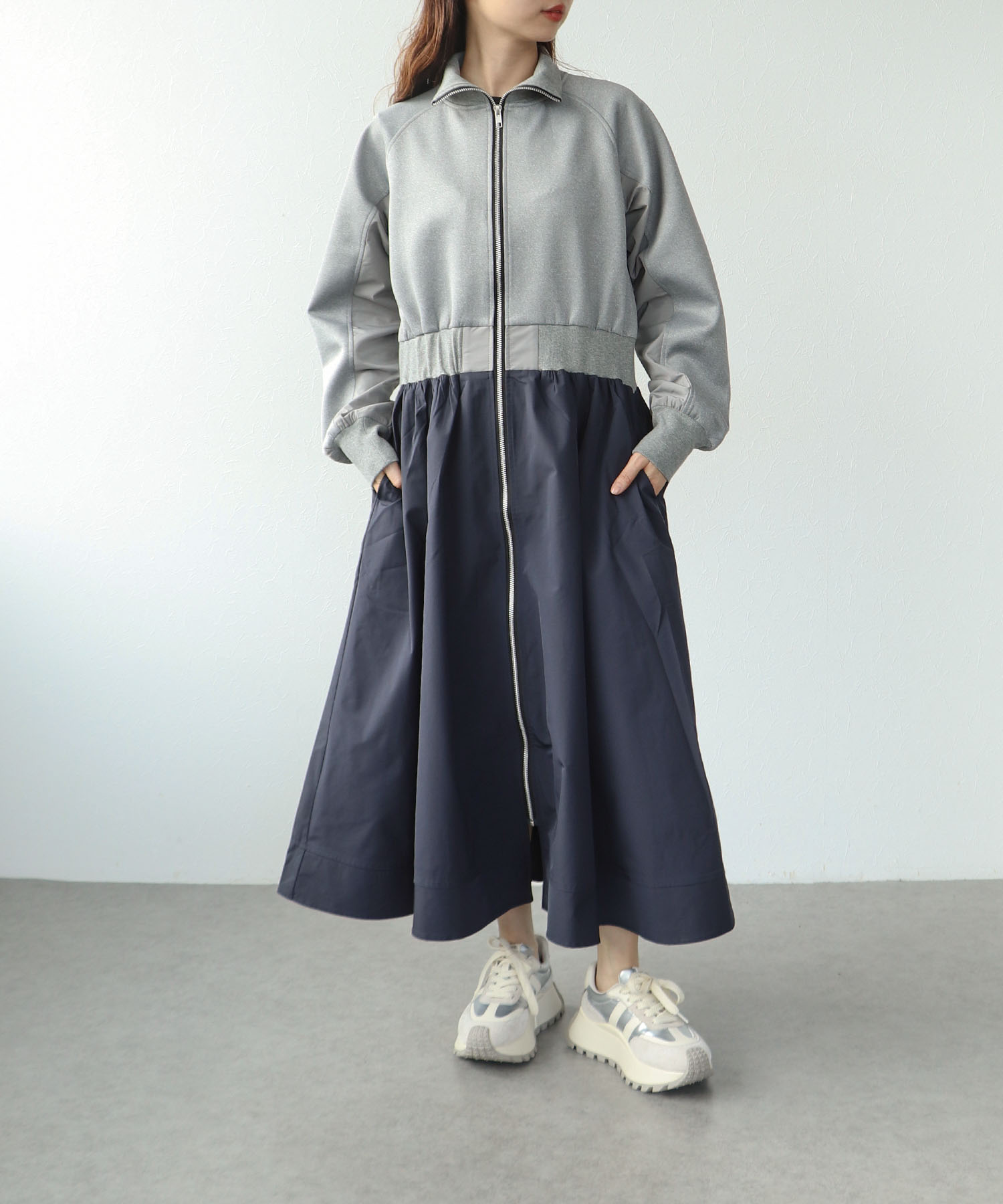 【MARECHAL TERRE】ジップブルゾンワンピース
