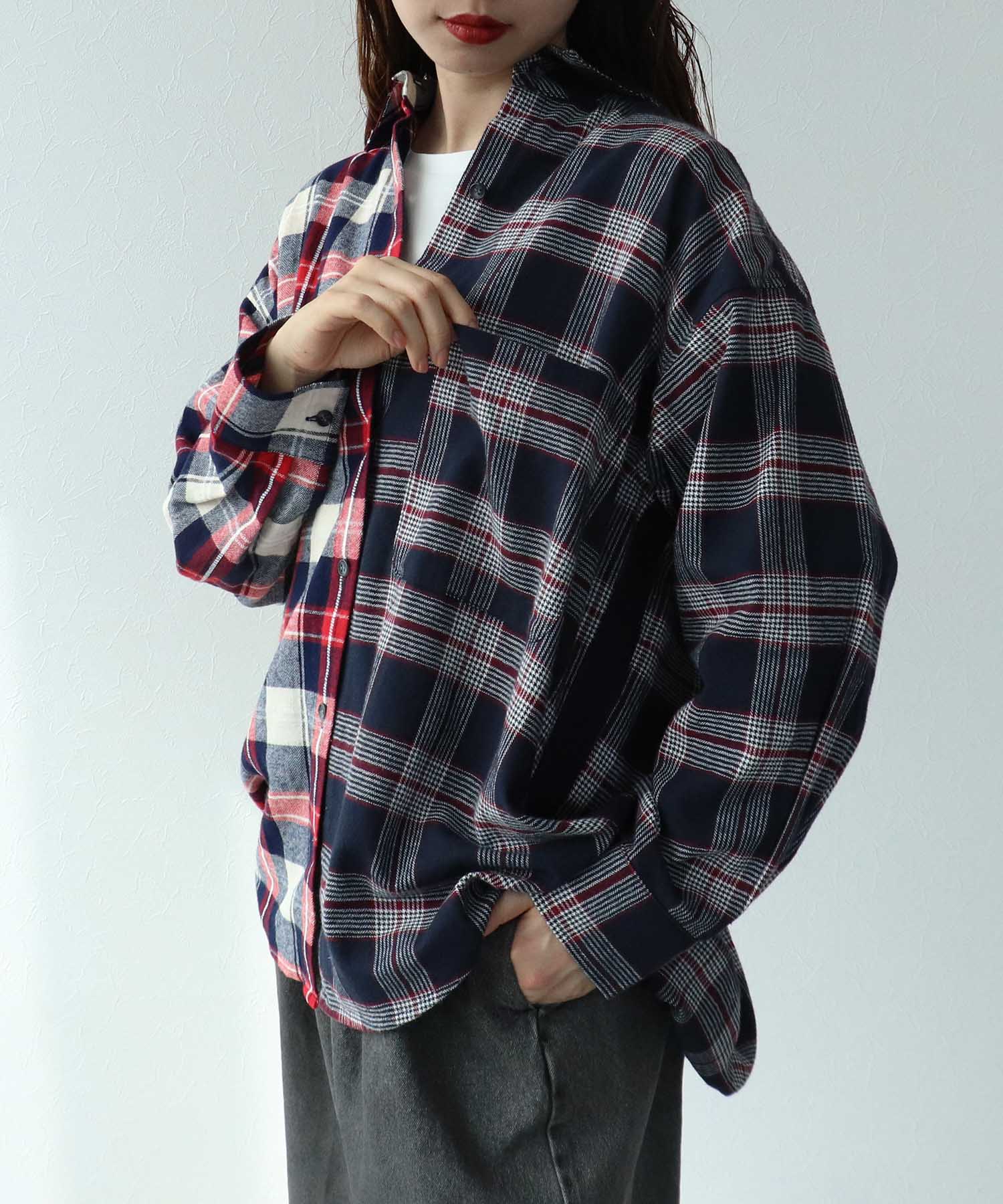 【MARECHAL TERRE】チェックロングシャツ