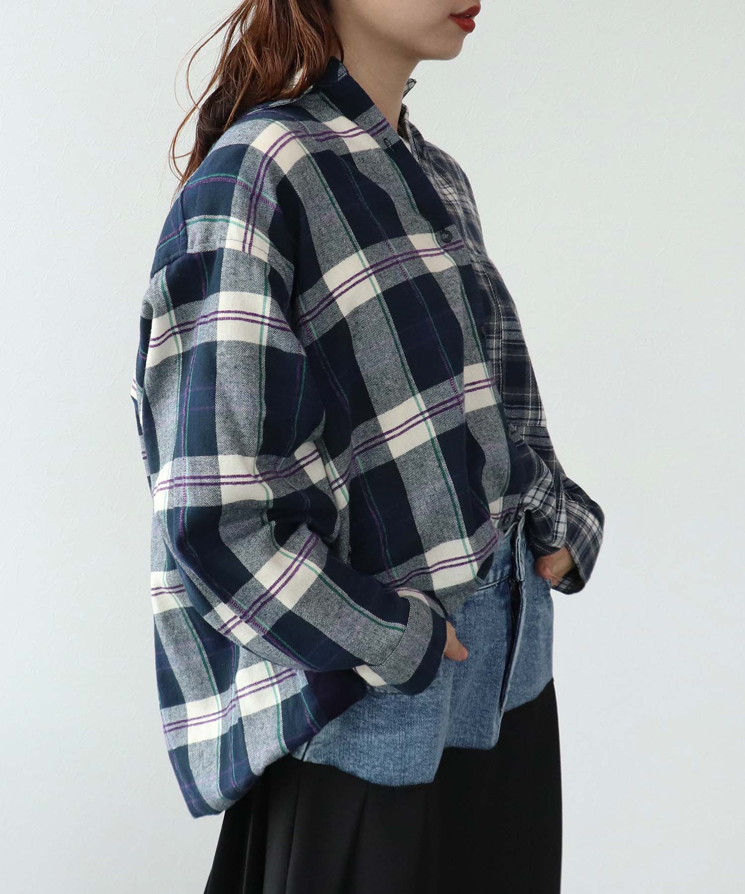 【MARECHAL TERRE】チェックロングシャツ