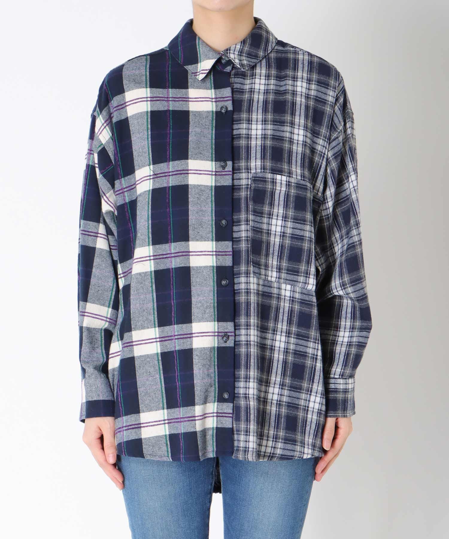 【MARECHAL TERRE】チェックロングシャツ