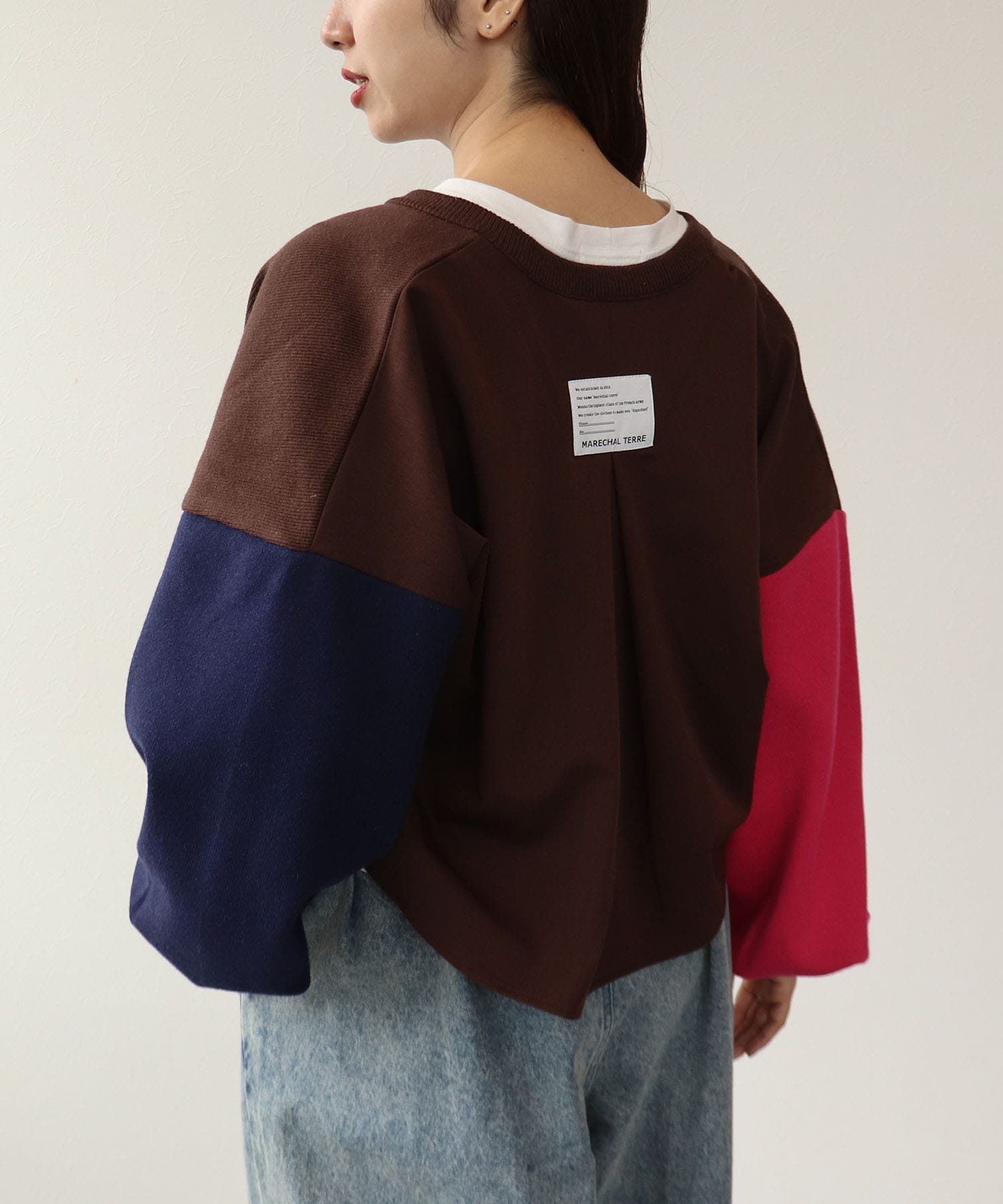 【MALCHAL TERRE】カラーブロックショートカーディガン