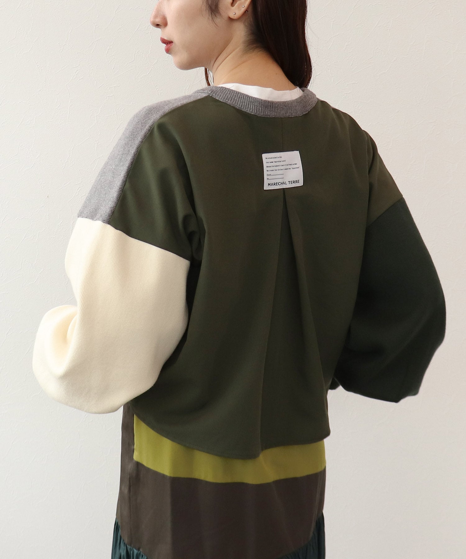 【MALCHAL TERRE】カラーブロックショートカーディガン