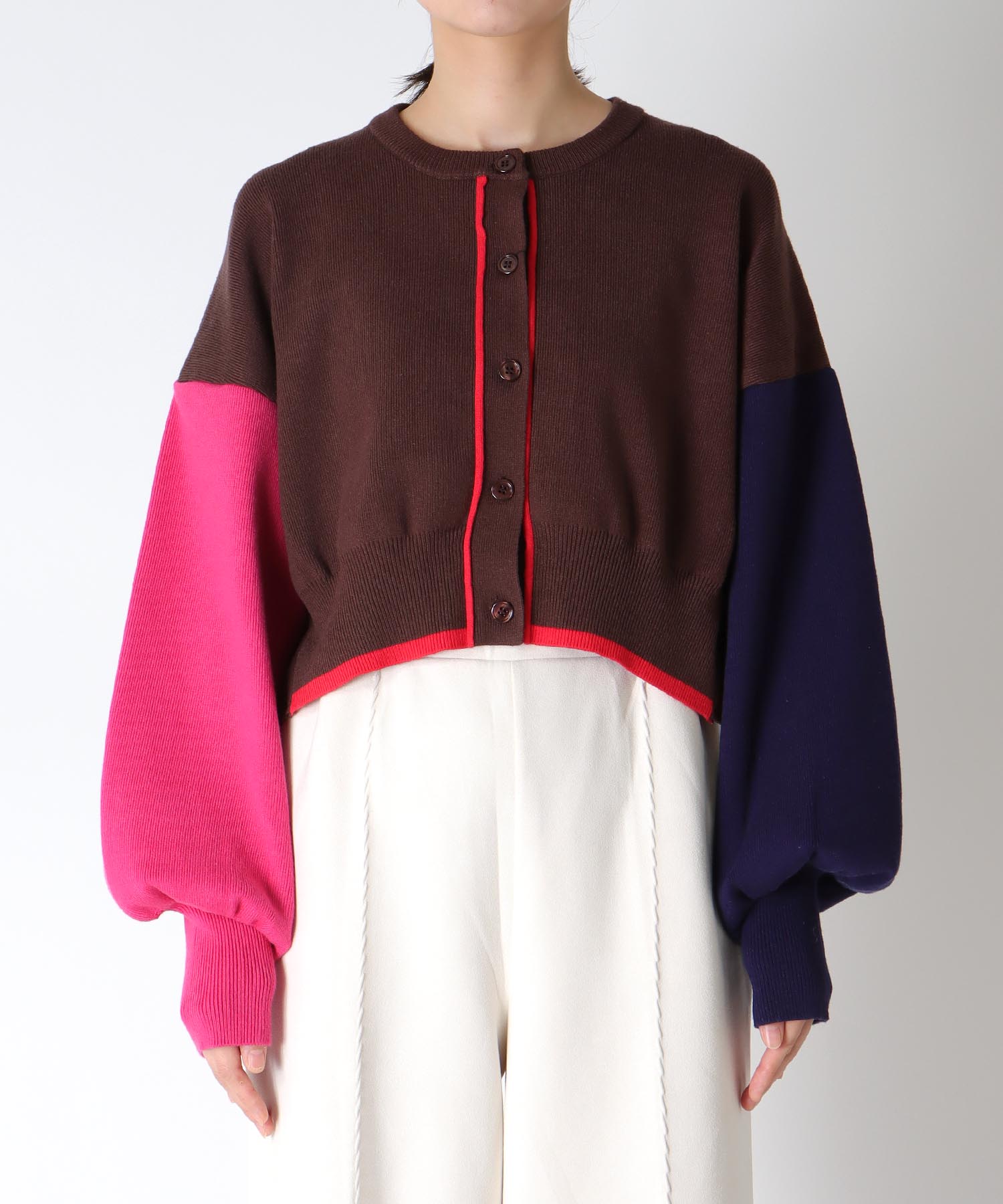 【MALCHAL TERRE】カラーブロックショートカーディガン