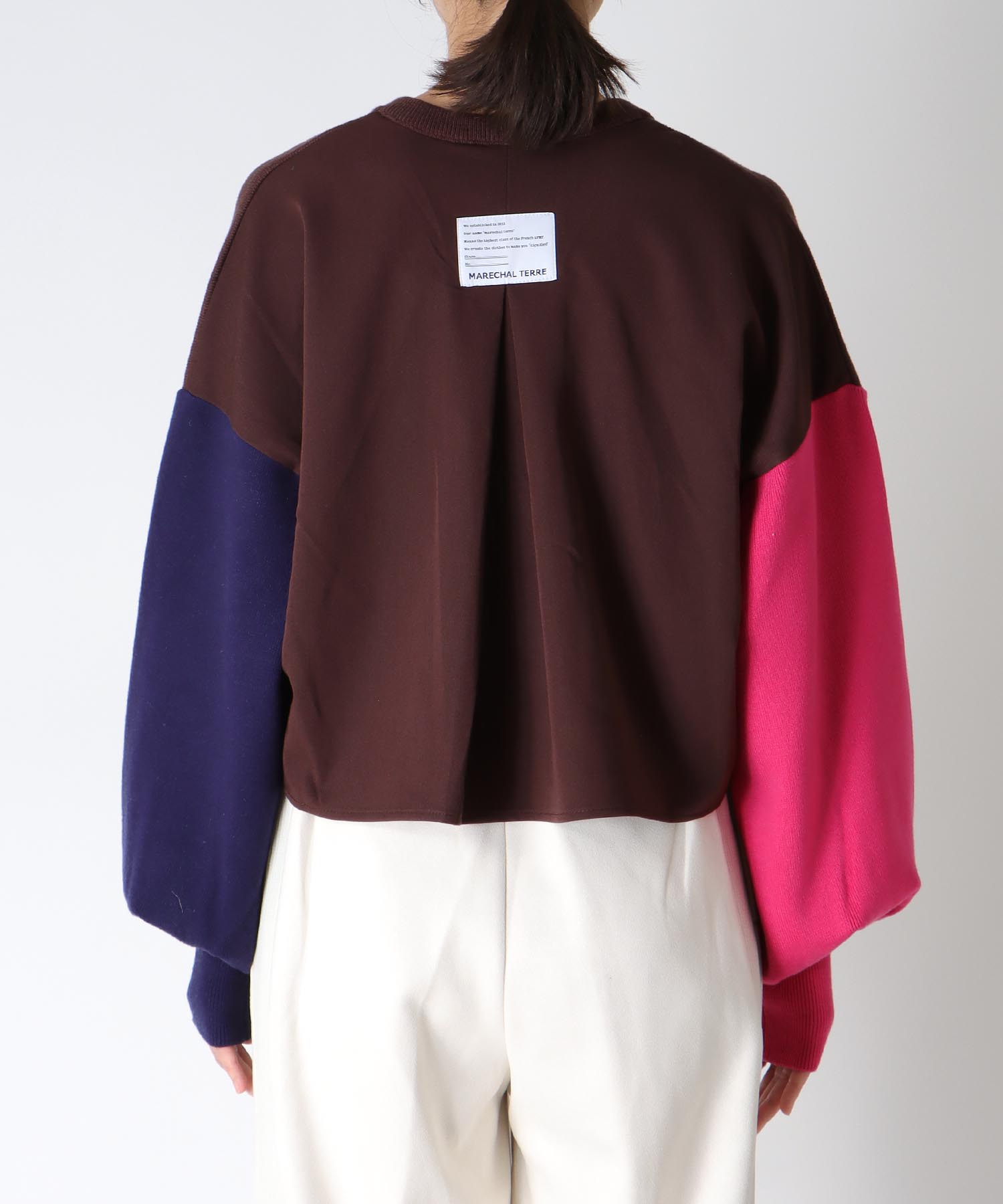 【MALCHAL TERRE】カラーブロックショートカーディガン