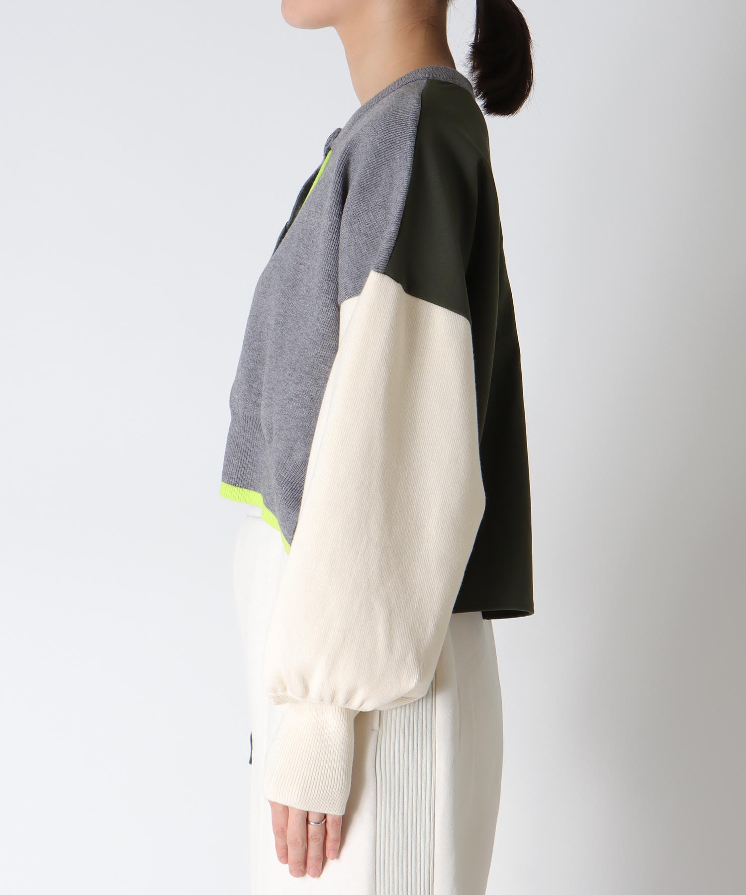 【MALCHAL TERRE】カラーブロックショートカーディガン