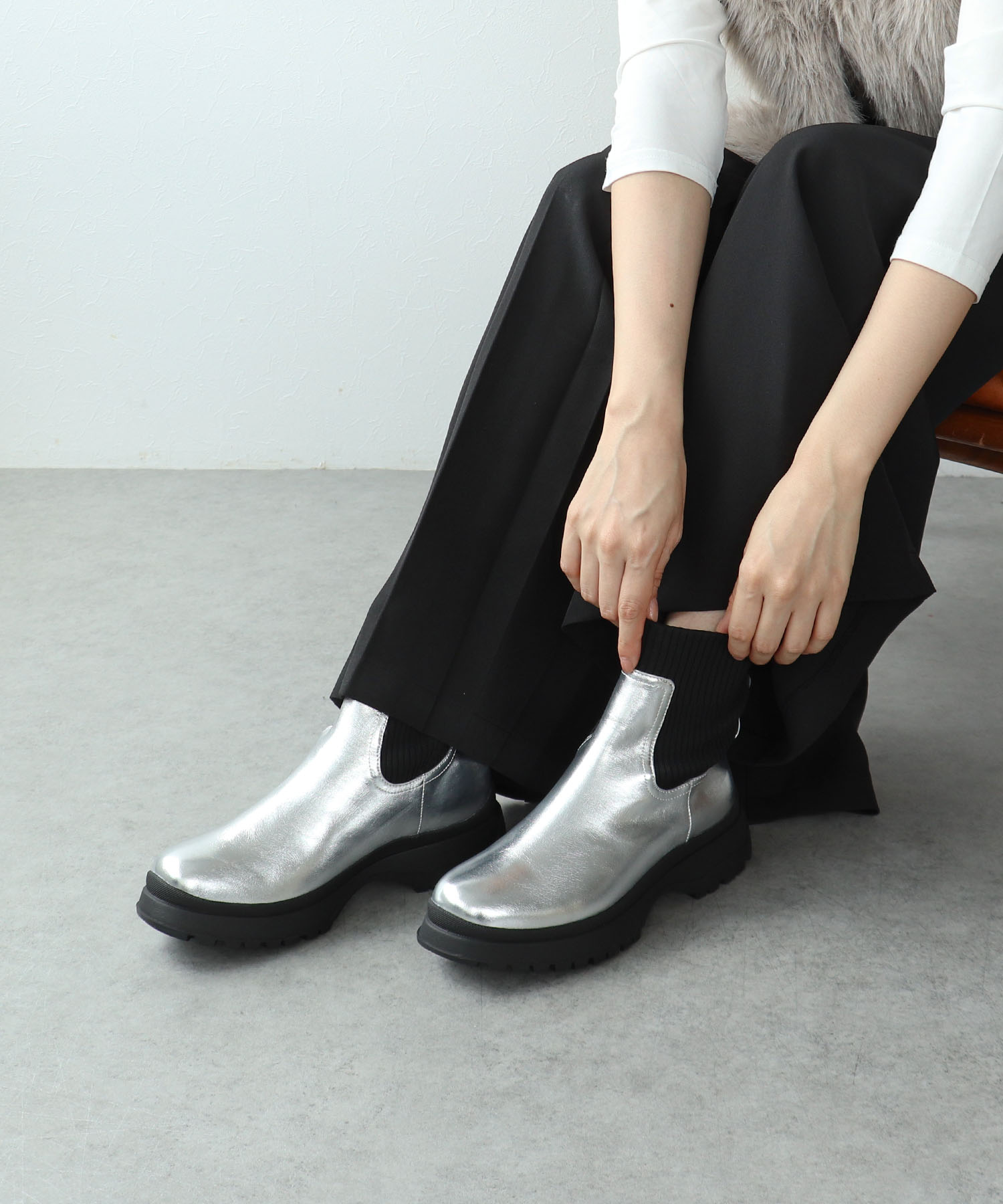 【MARECHAL TERRE】フェイクレザーサイドゴアブーツ