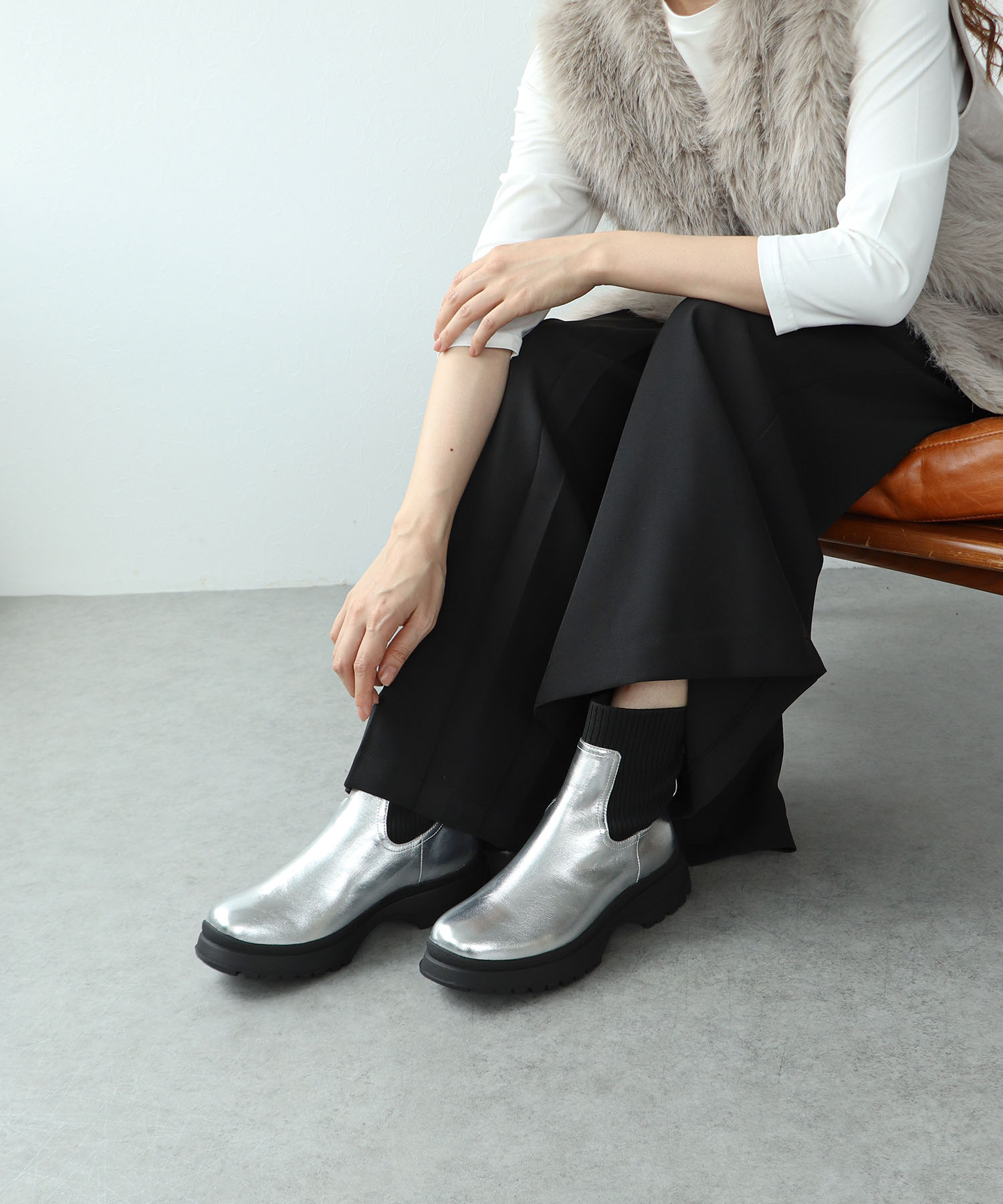 【MARECHAL TERRE】フェイクレザーサイドゴアブーツ