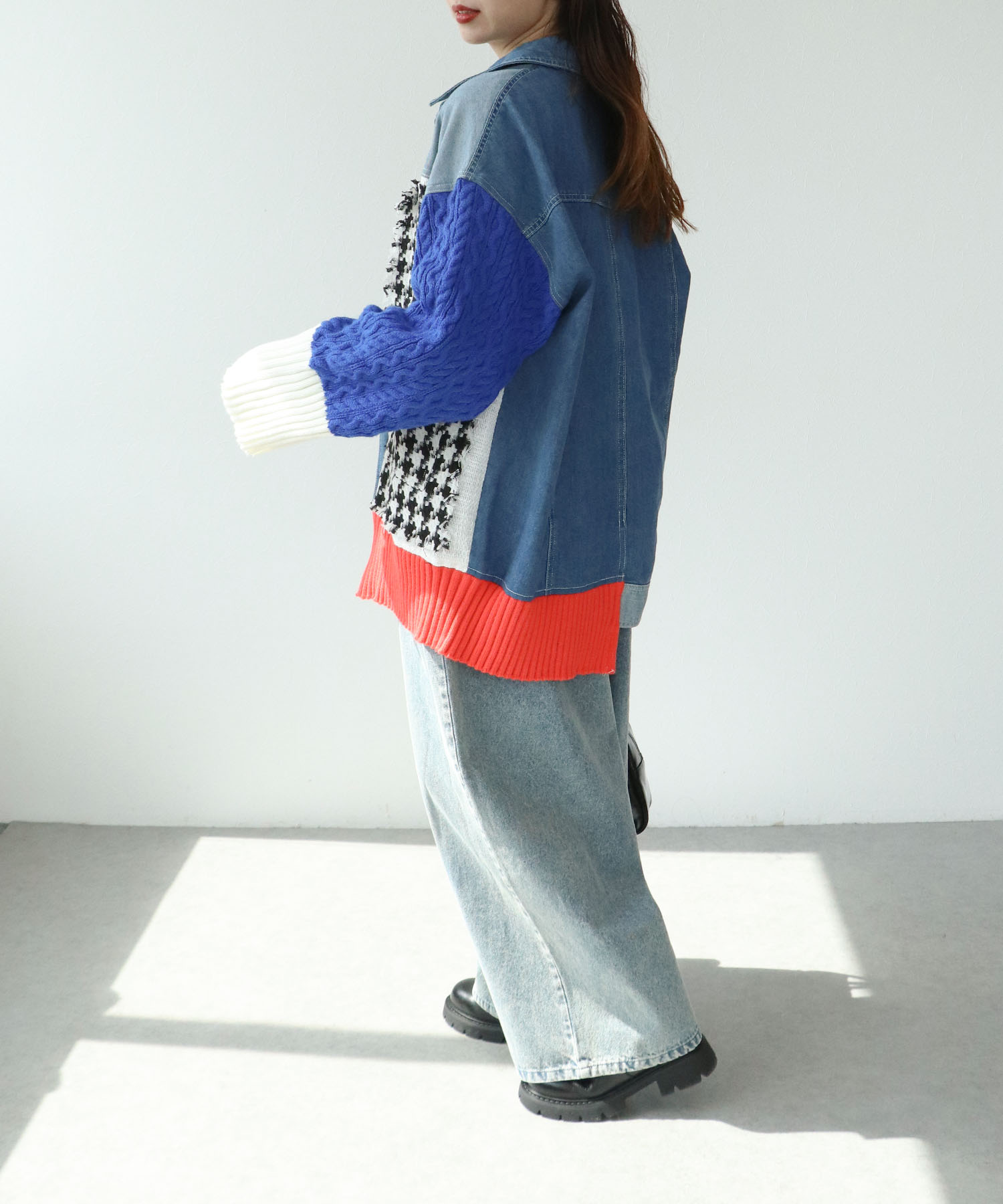 デニム×千鳥アシメジャケット