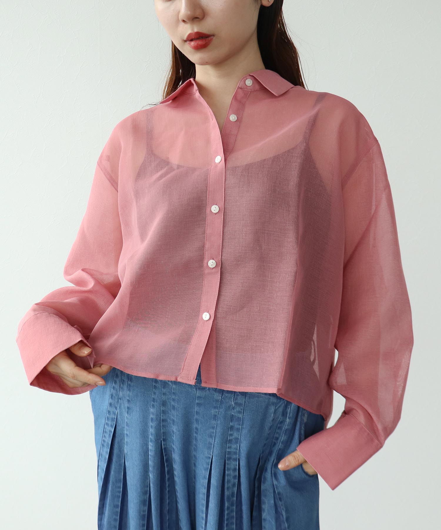 【WEB先行販売】シアーリネンライクショートブラウス