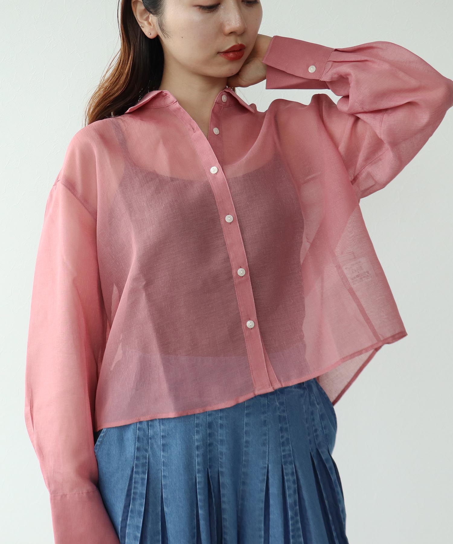 【WEB先行販売】シアーリネンライクショートブラウス
