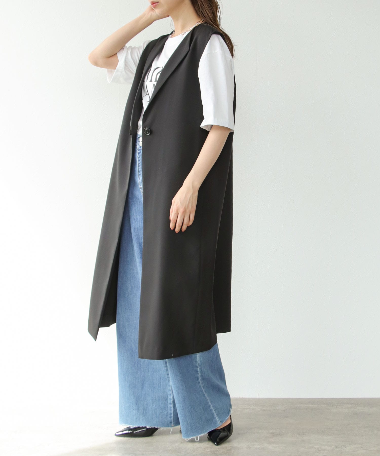 【WEB先行予約】アシメデザインロングジレ