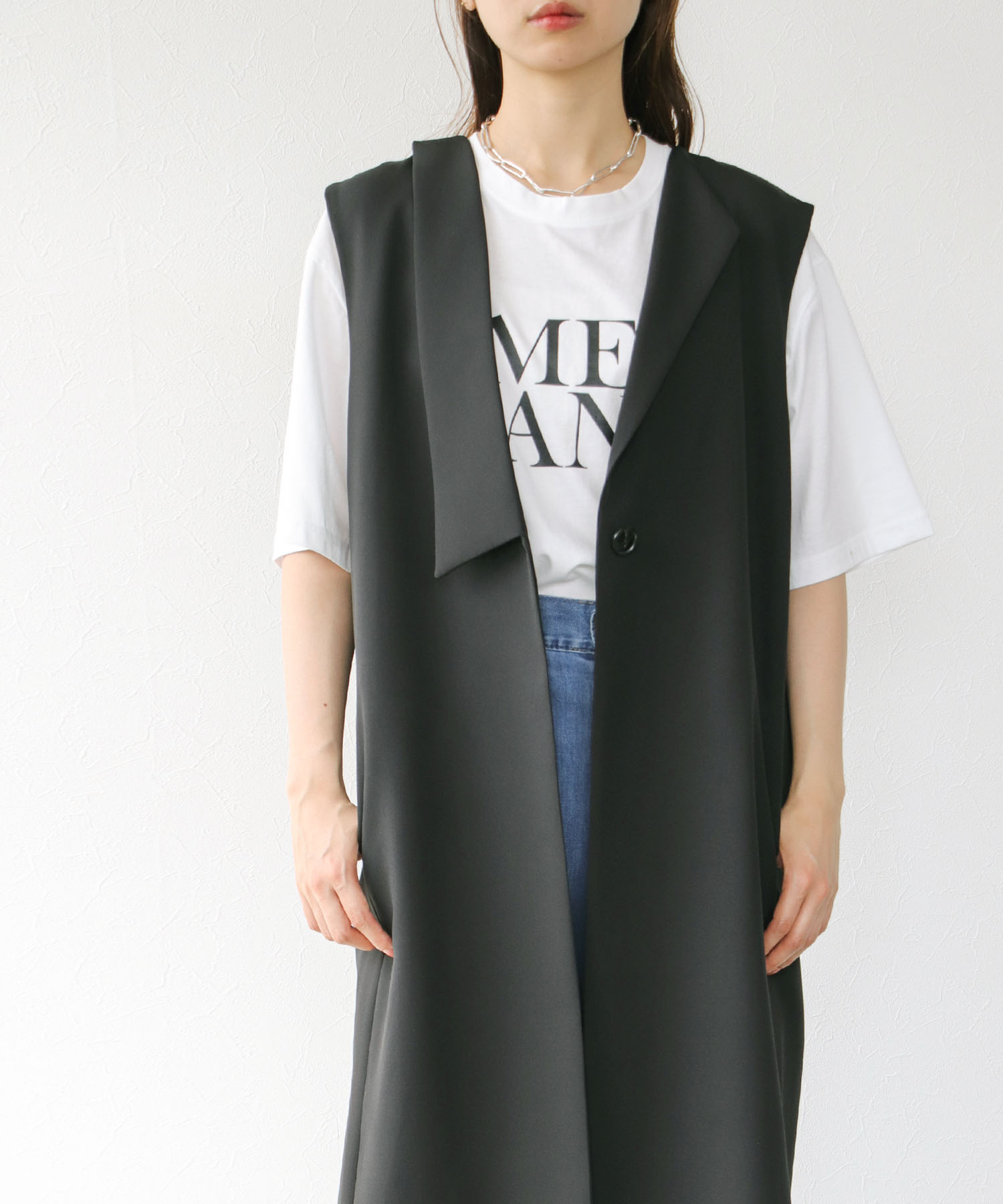 【WEB先行予約】アシメデザインロングジレ