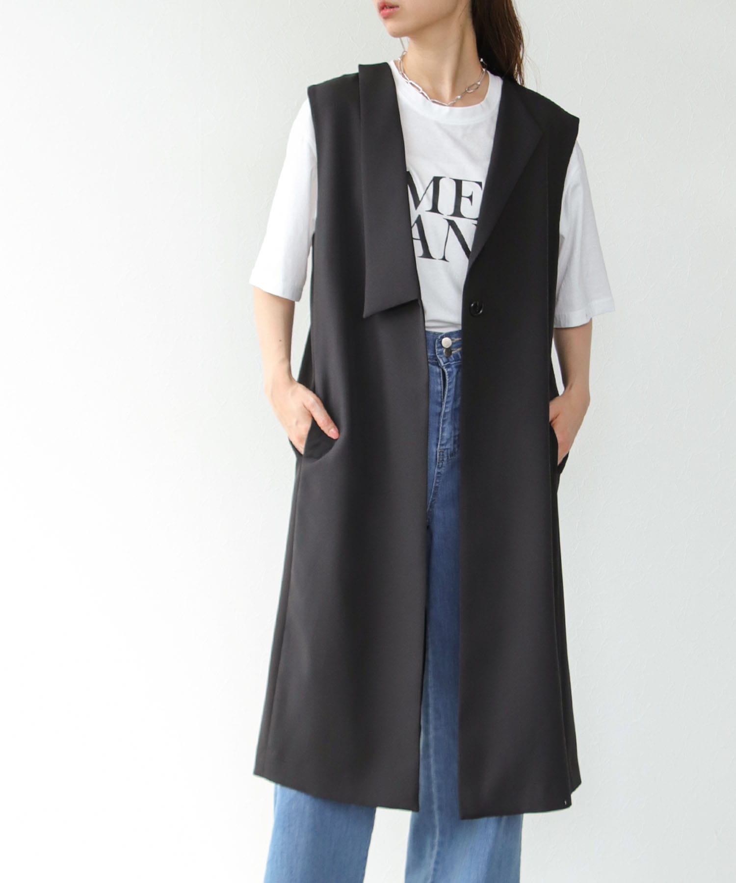 【WEB先行予約】アシメデザインロングジレ