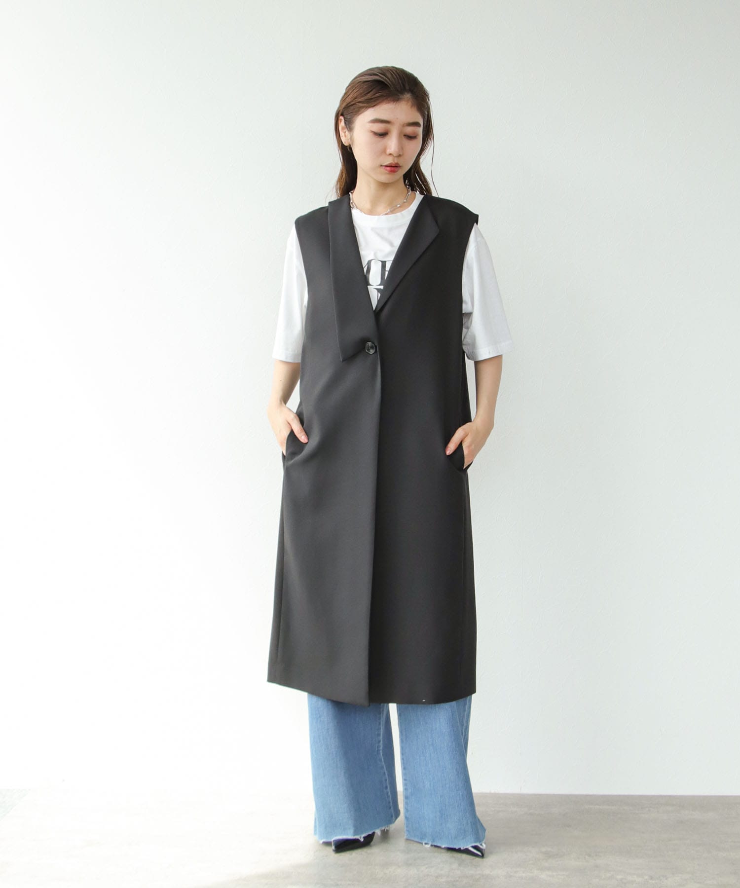 【WEB先行予約】アシメデザインロングジレ