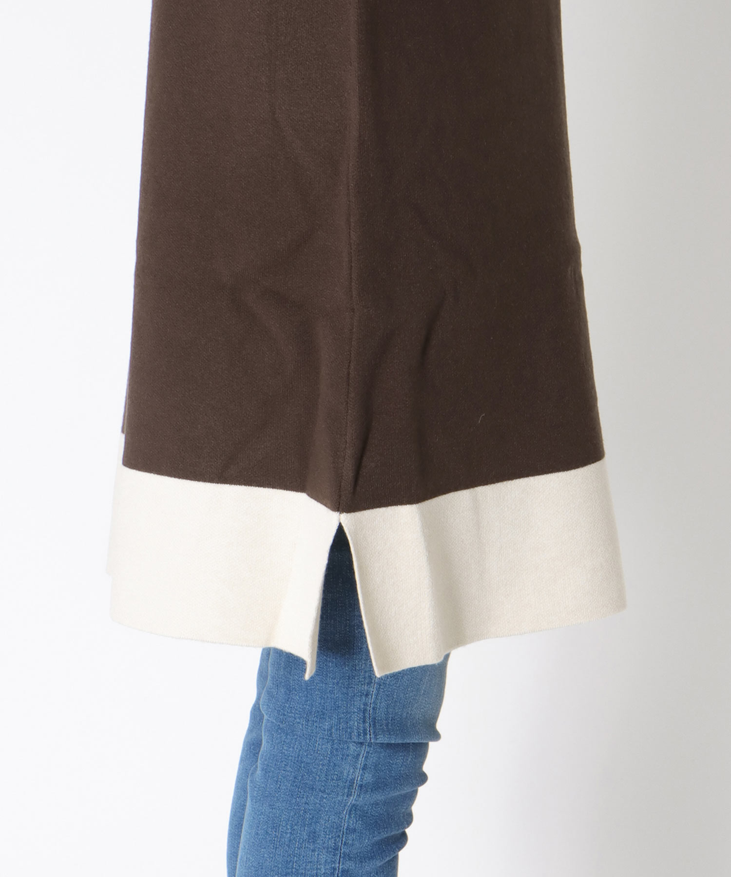 袖ラインハーフジップチュニック