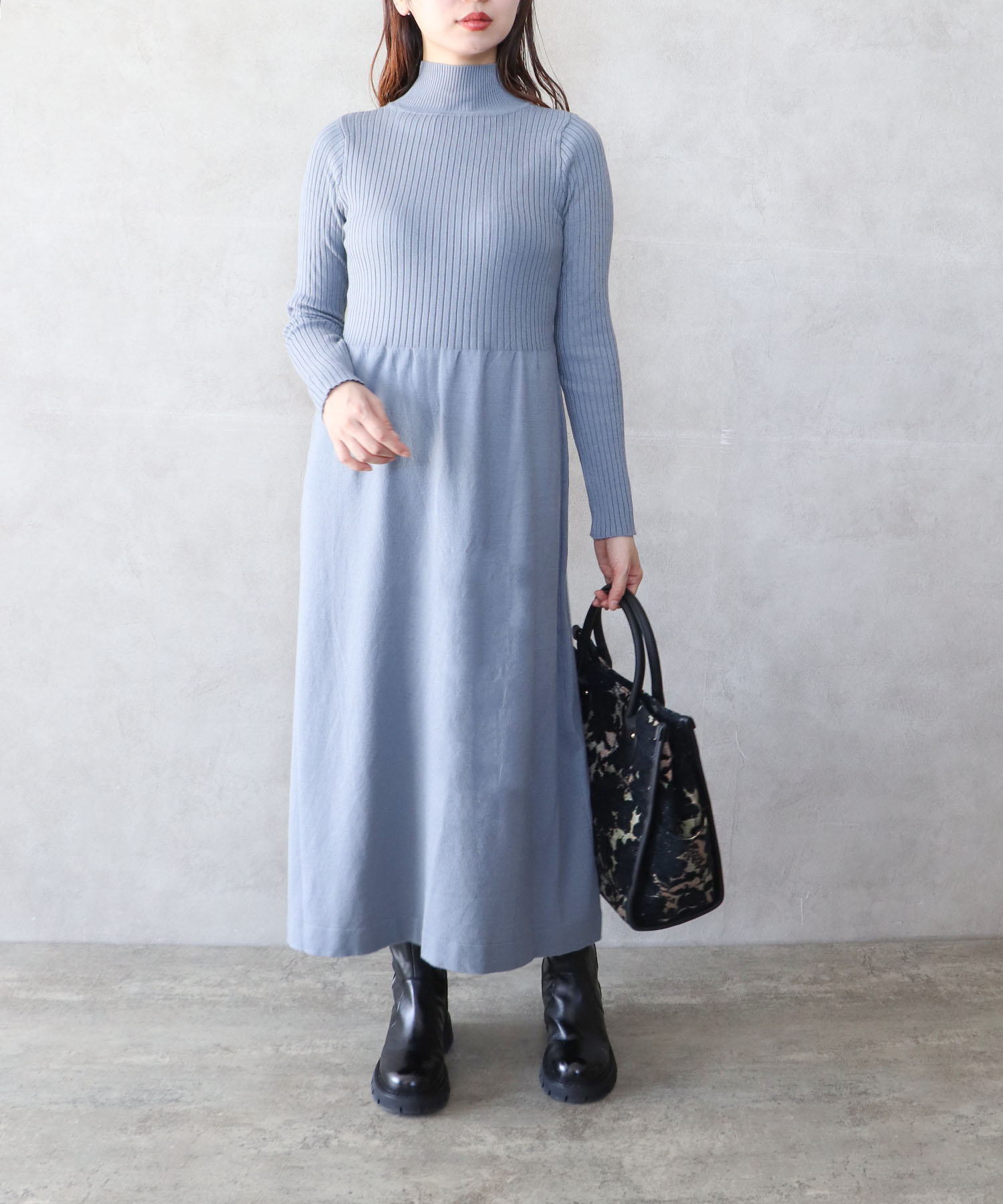 シャギーベストセットニットワンピース