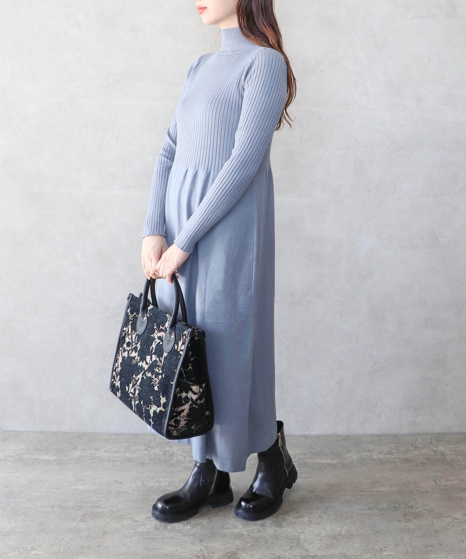 シャギーベストセットニットワンピース