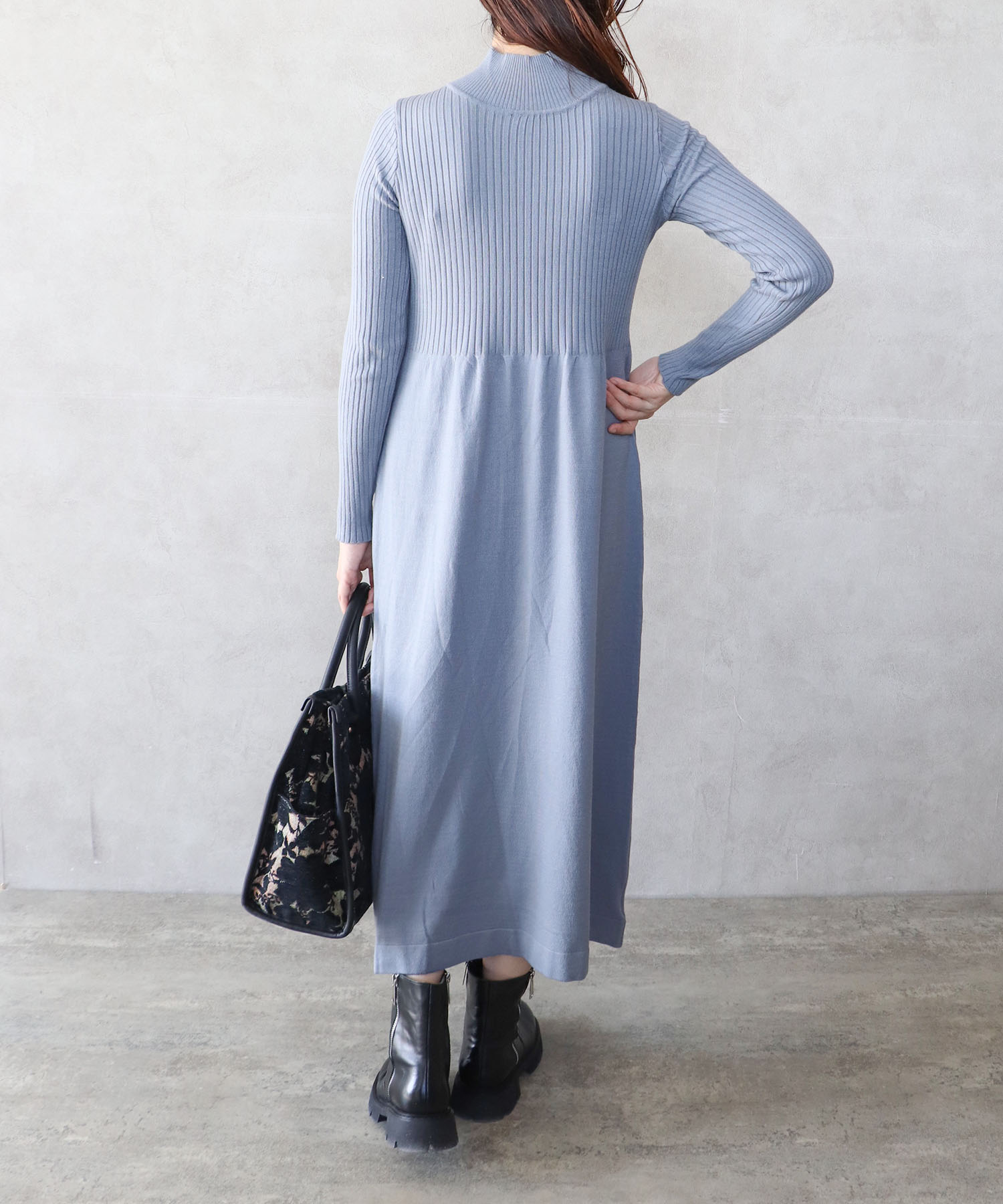 シャギーベストセットニットワンピース