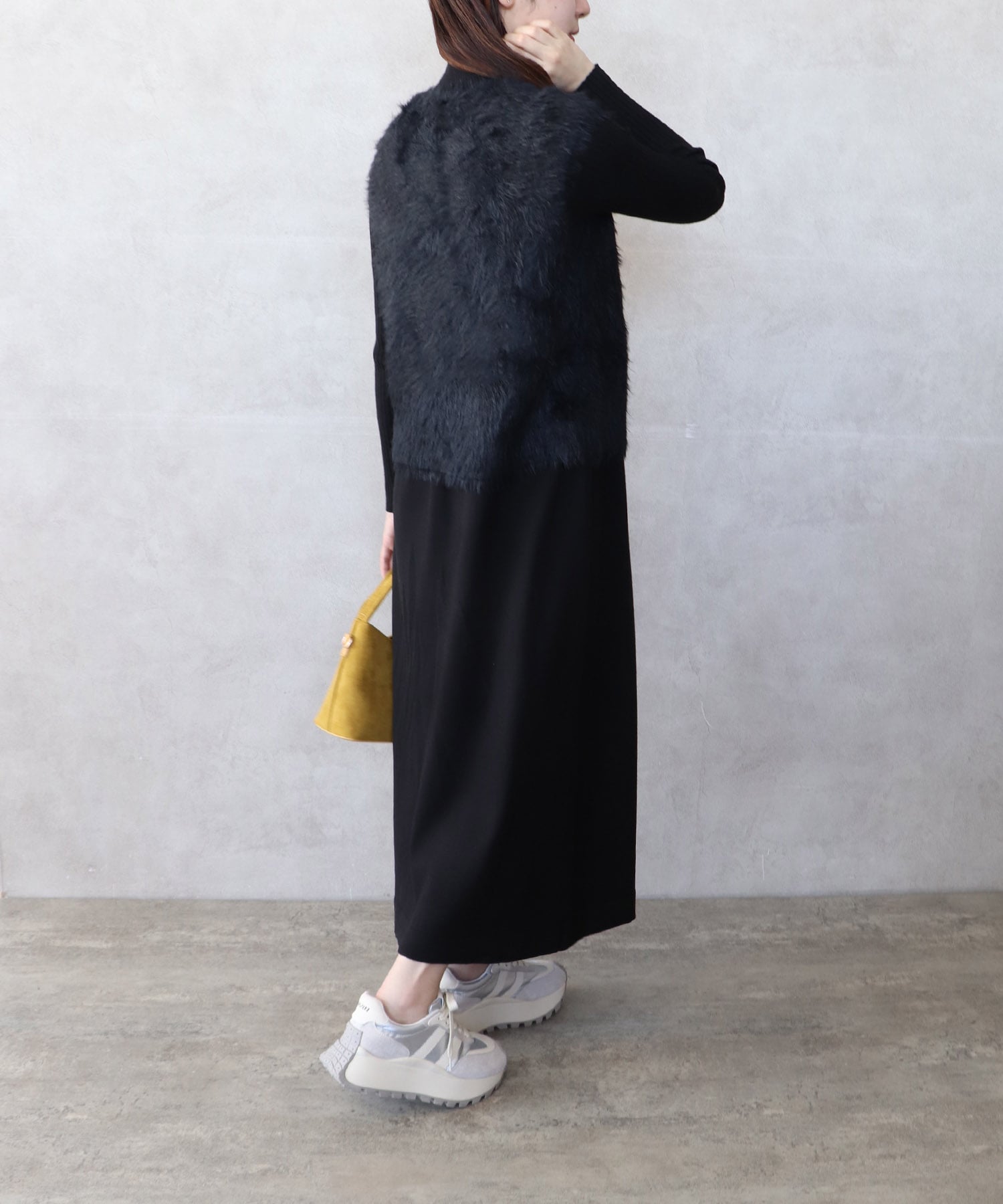 シャギーベストセットニットワンピース