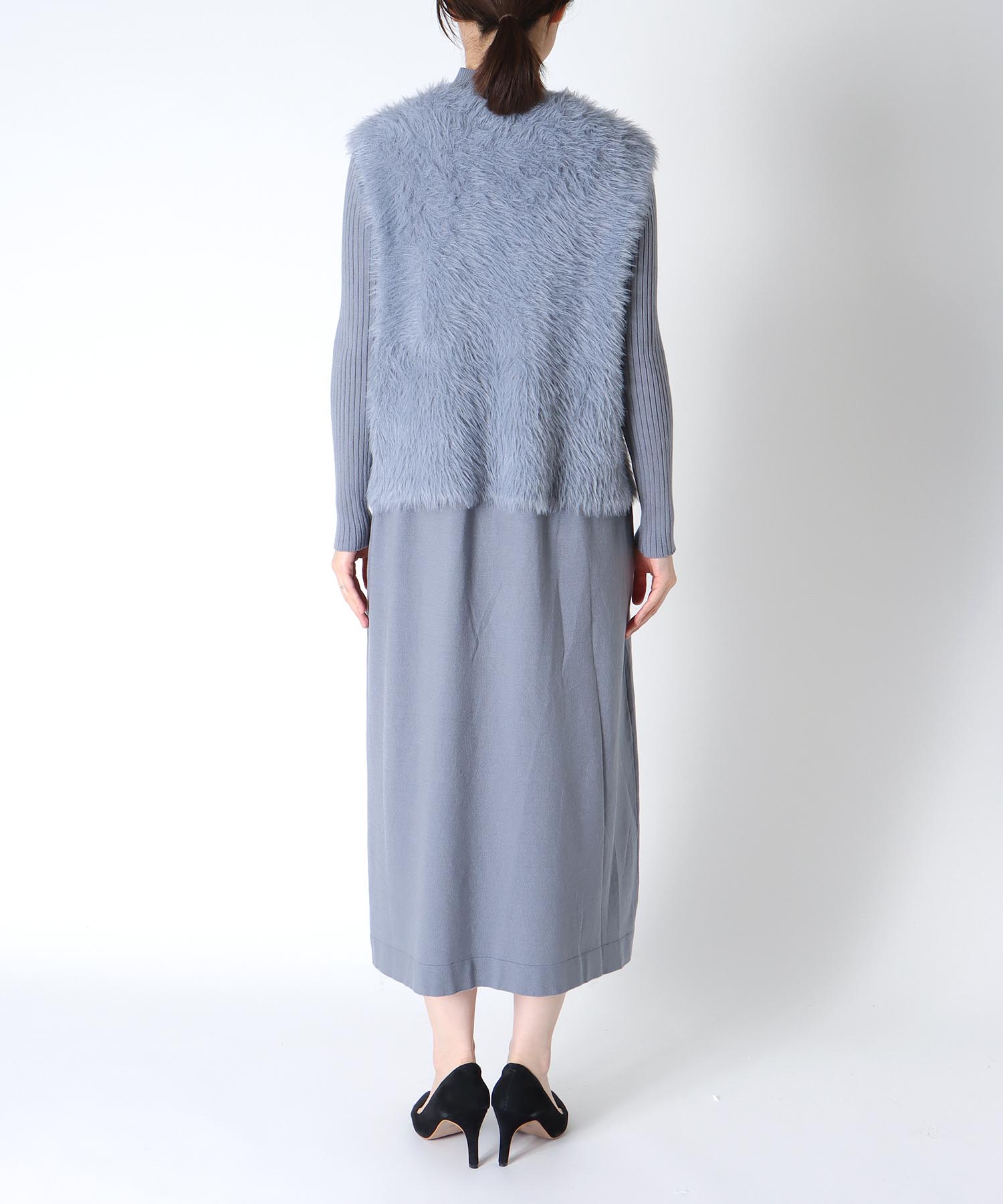 シャギーベストセットニットワンピース