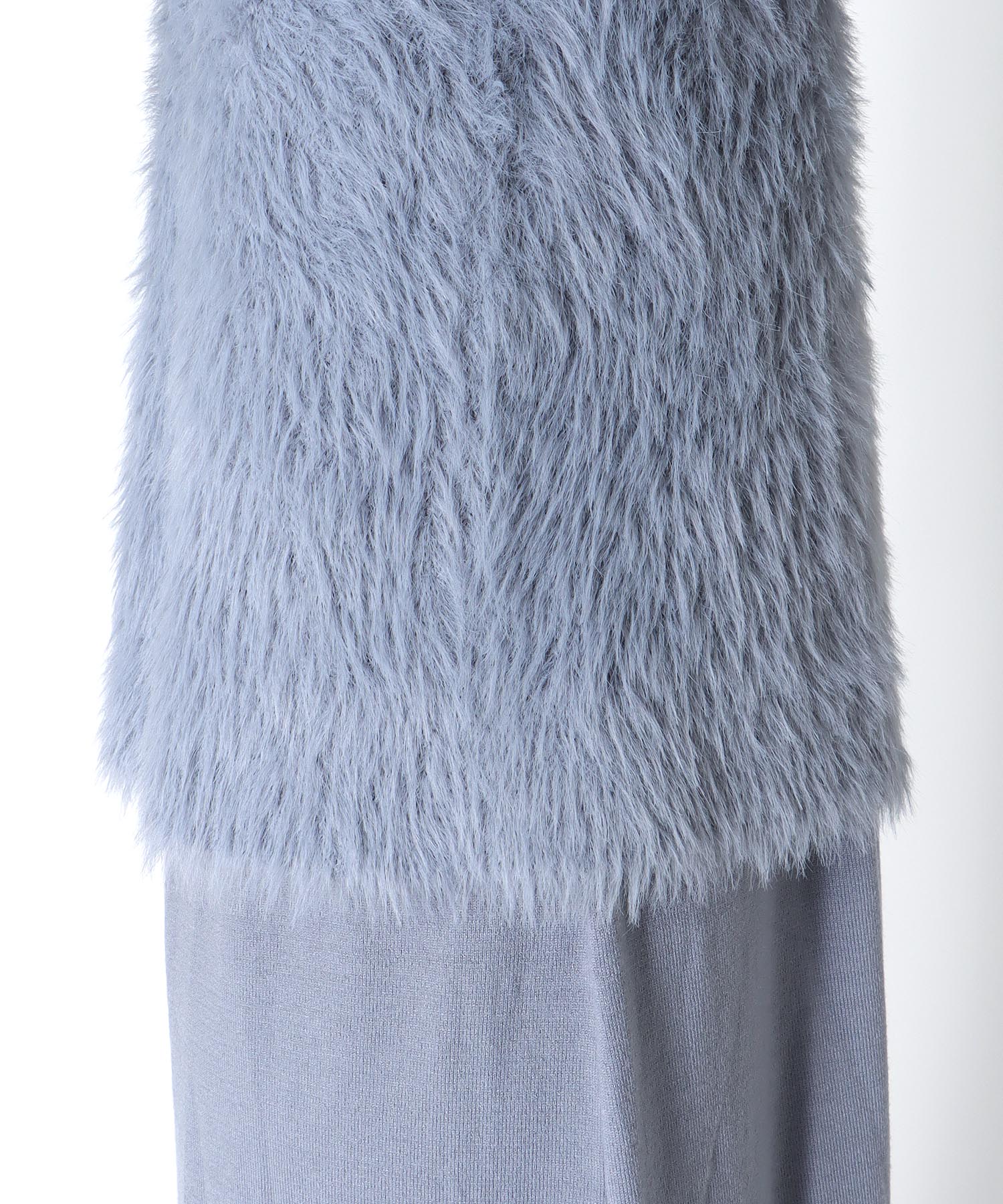 シャギーベストセットニットワンピース