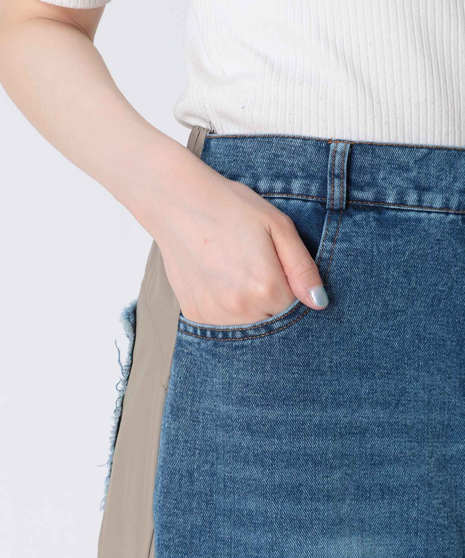 【WEB先行予約】サイドラインデニムドッキングスカート