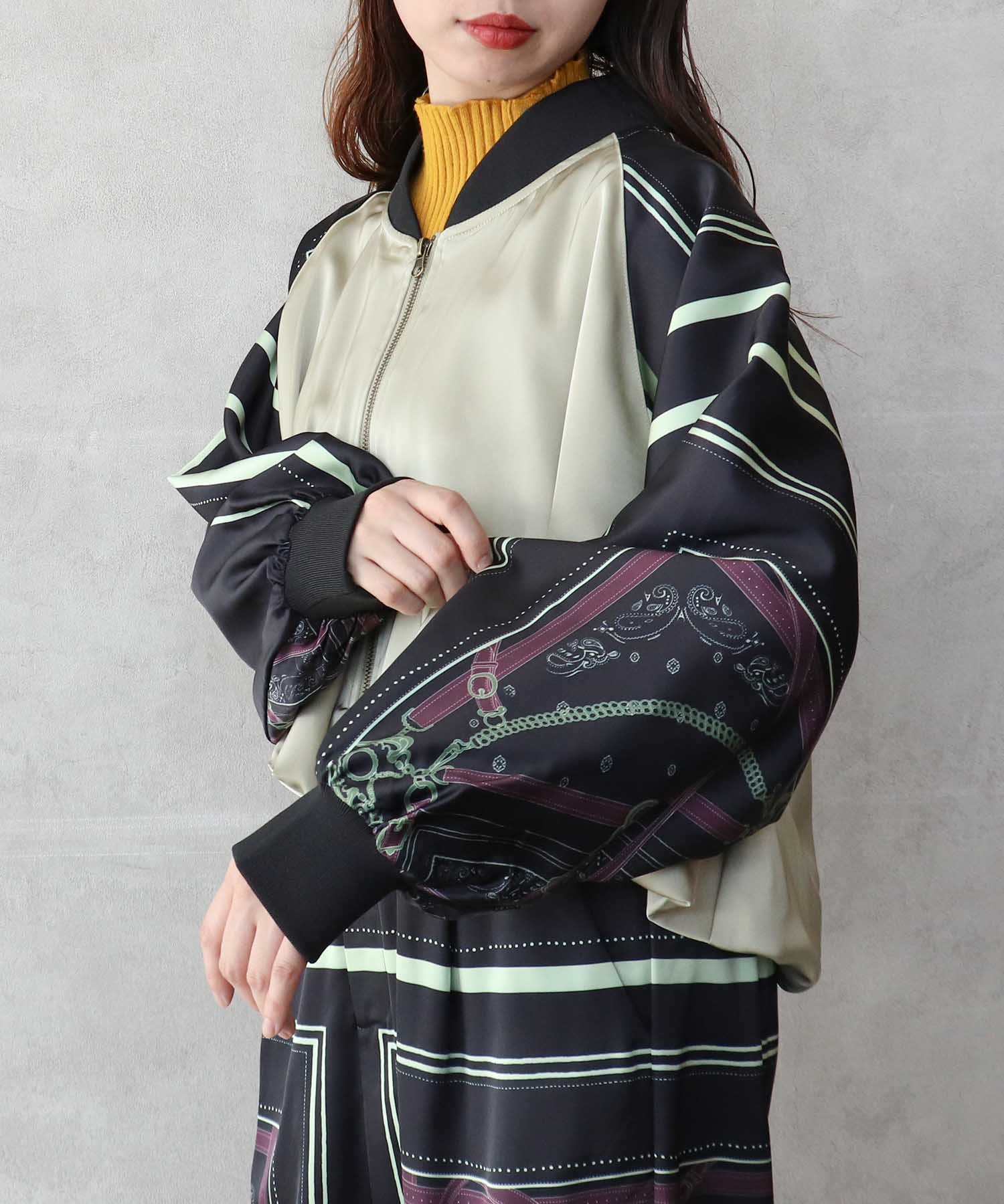 スカーフプリントブルゾン