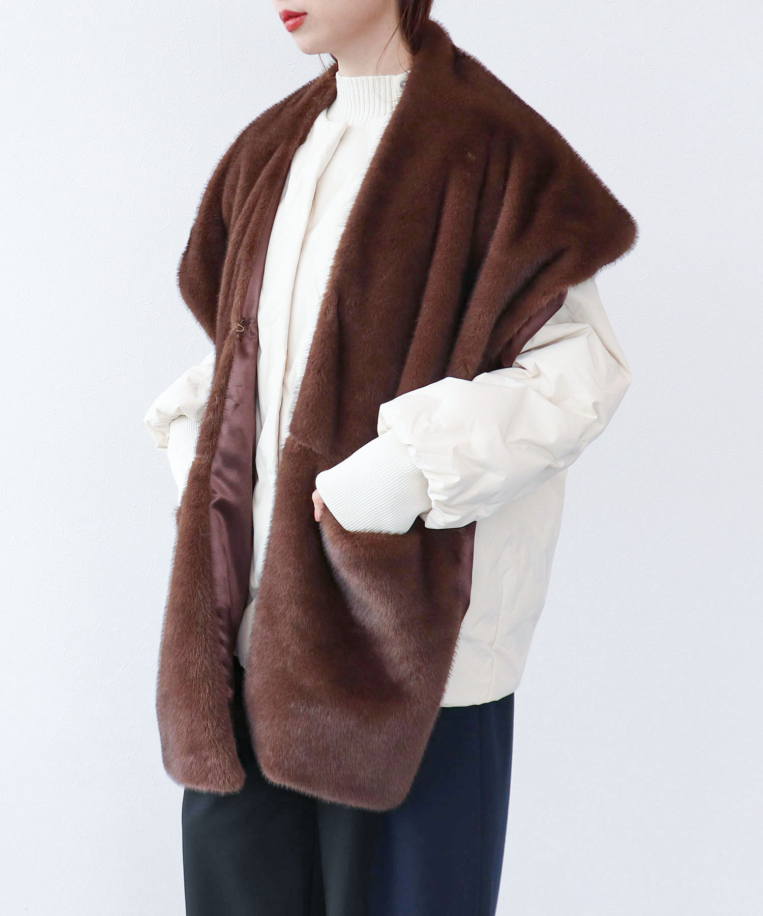 ミンクフェイクファーストール