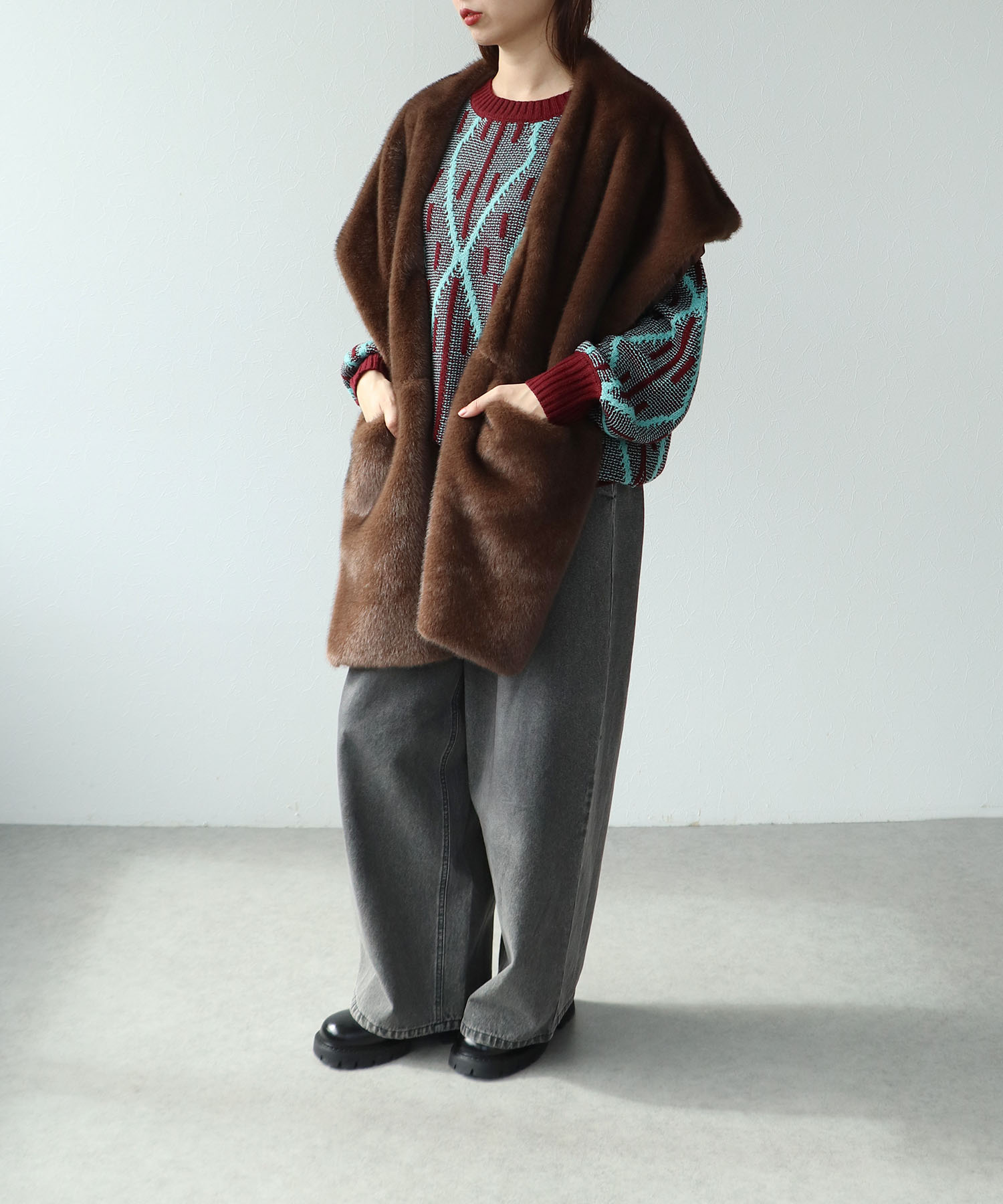 ミンクフェイクファーストール