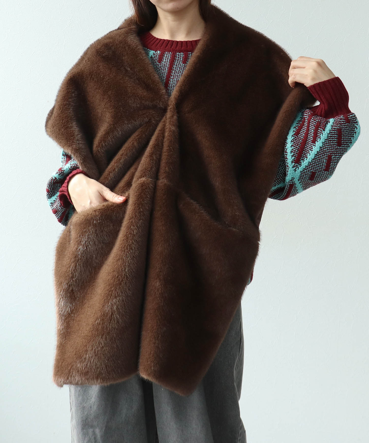 ミンクフェイクファーストール