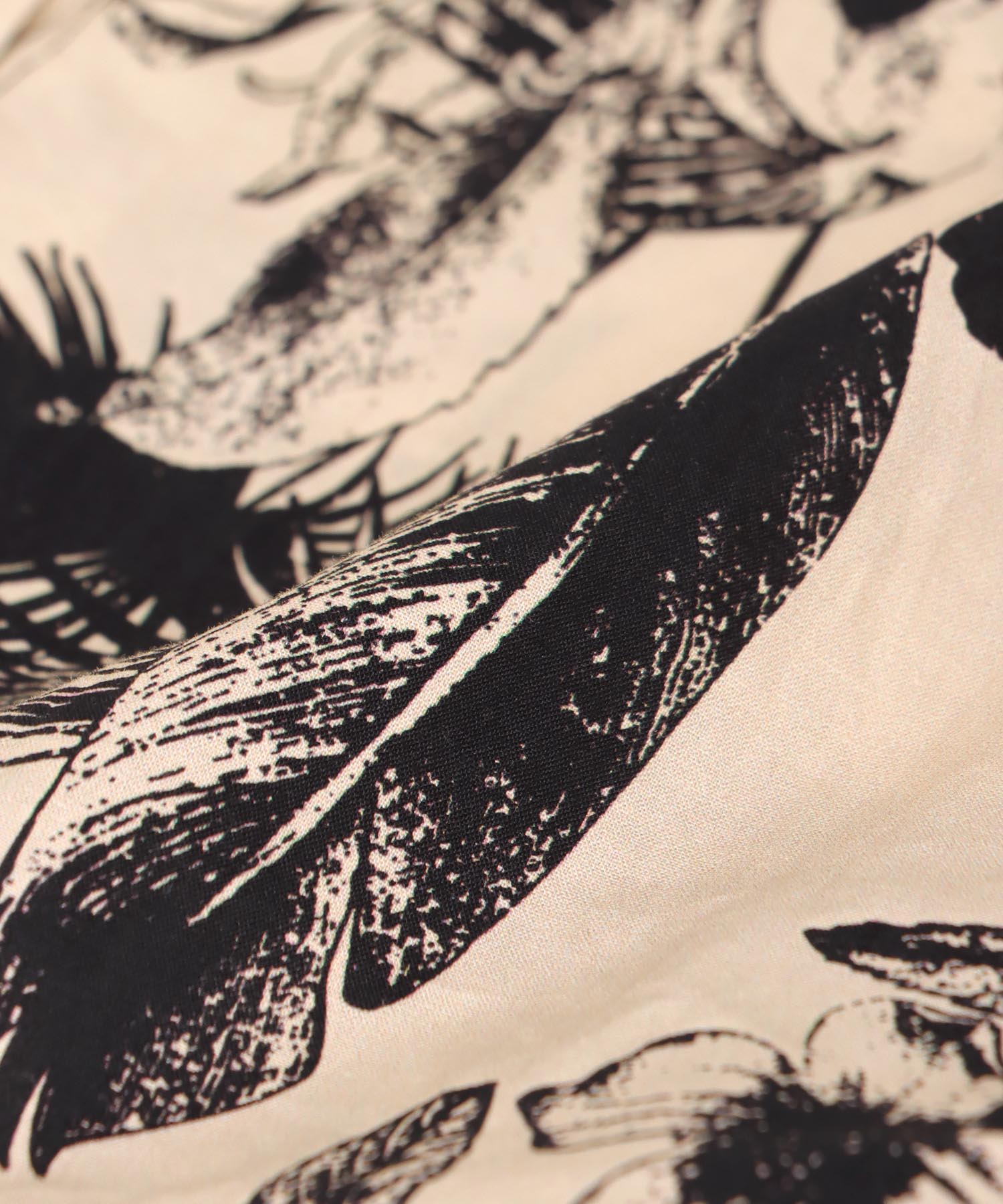 草花プリントボリューム袖ブラウス