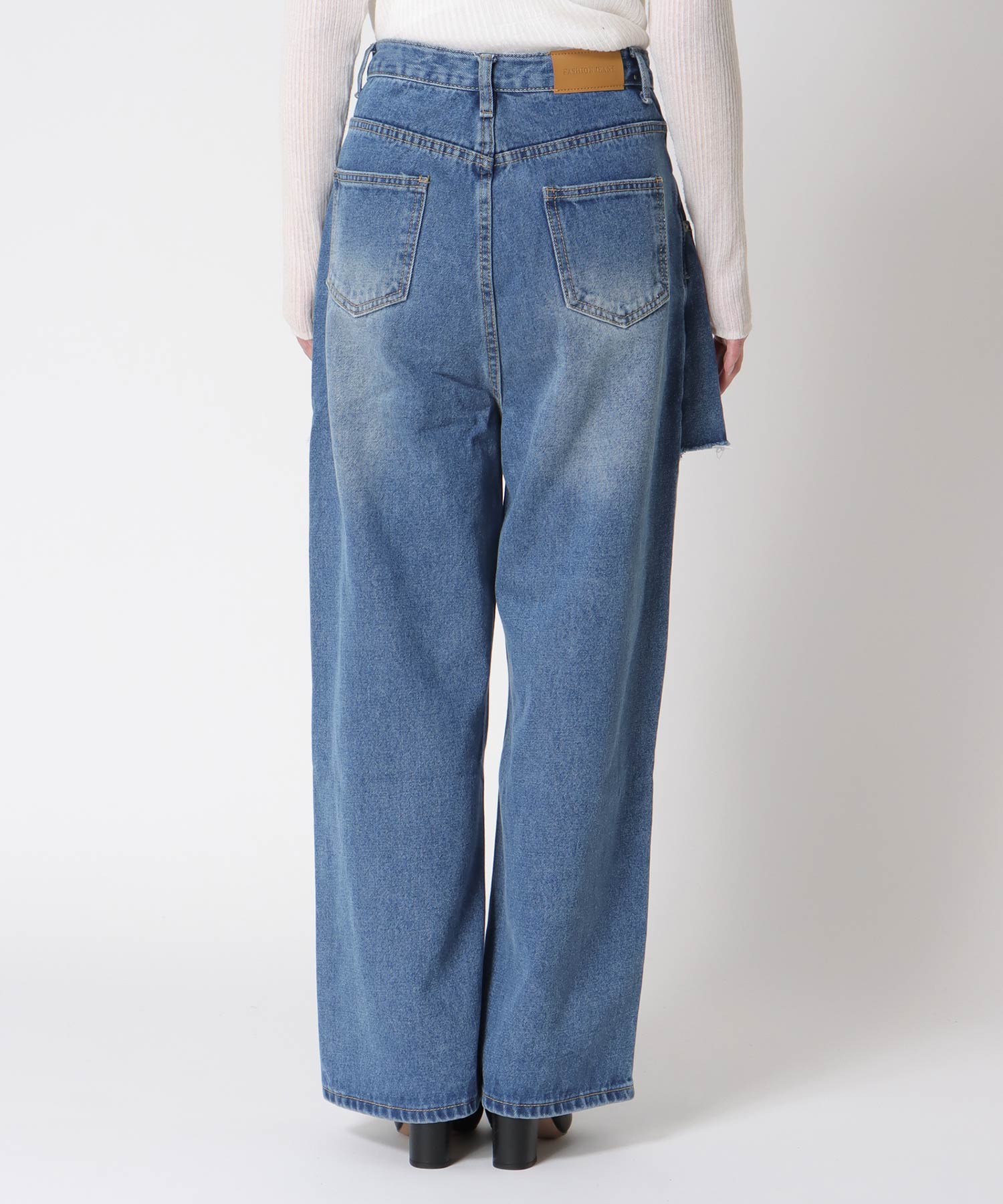 スカートレイヤードデニムパンツ