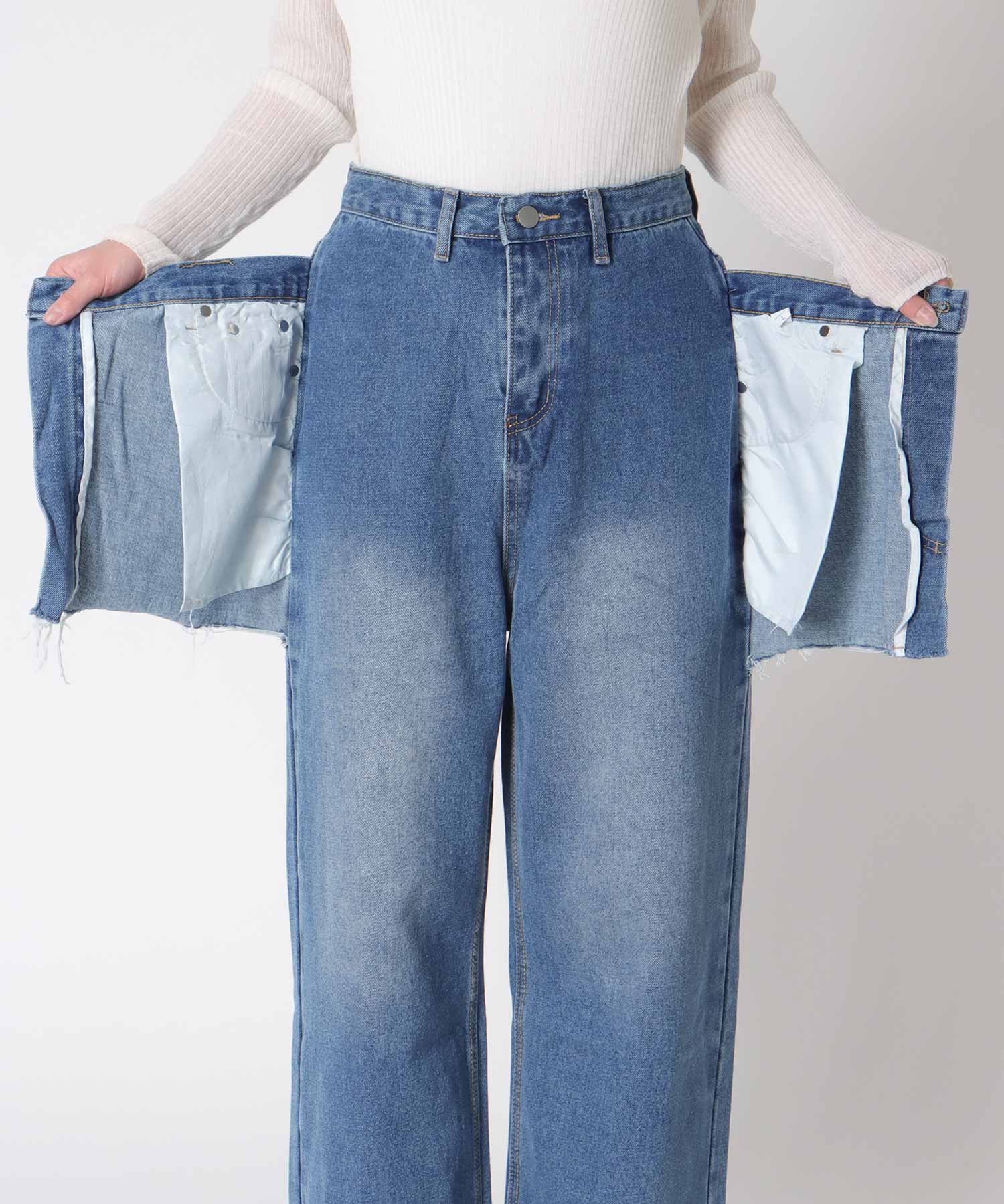 スカートレイヤードデニムパンツ