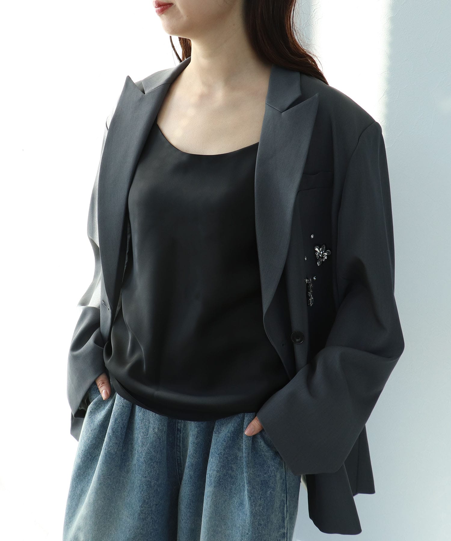 サテンキャミソール