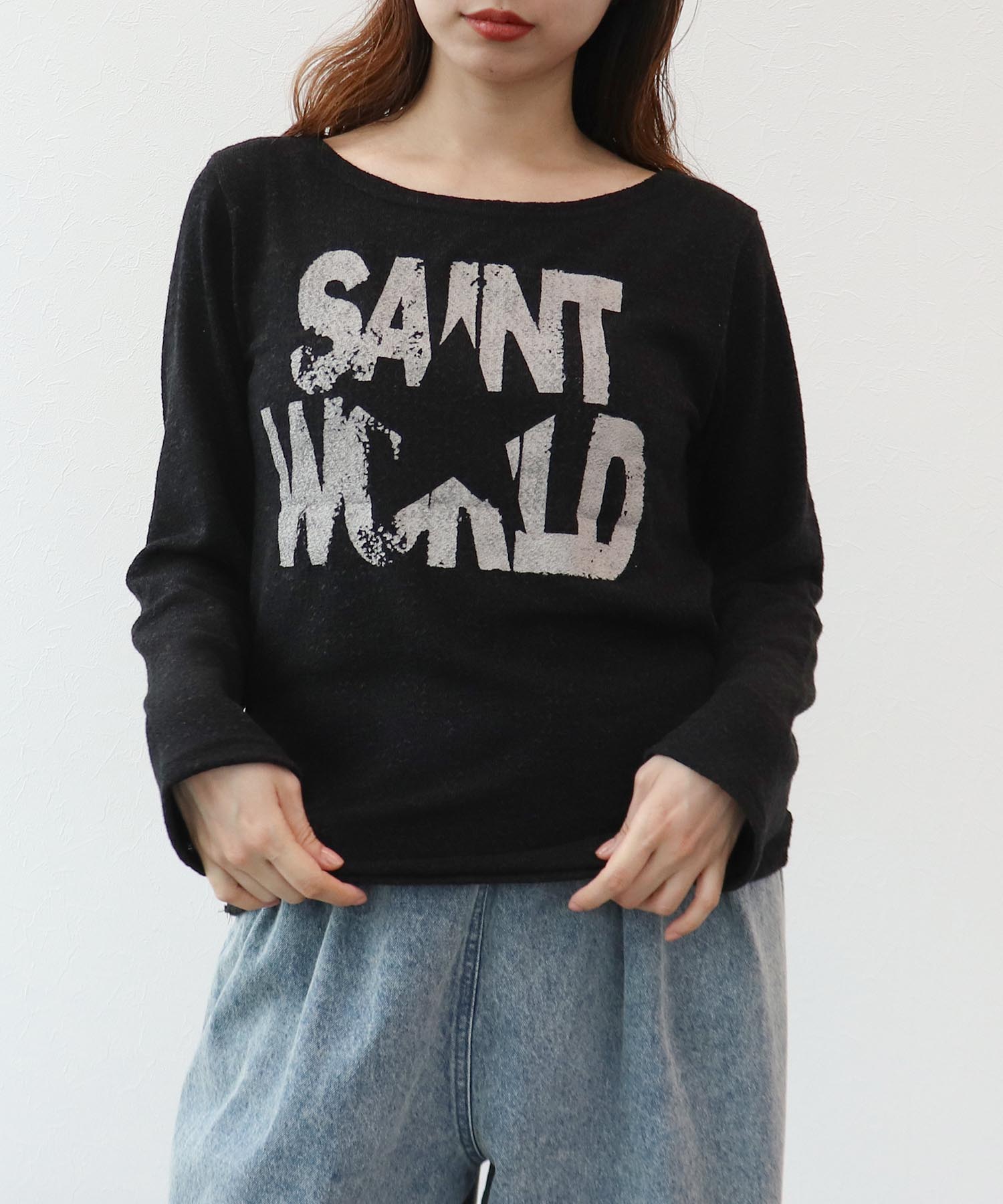 ロゴ入りレーシーニットロンT