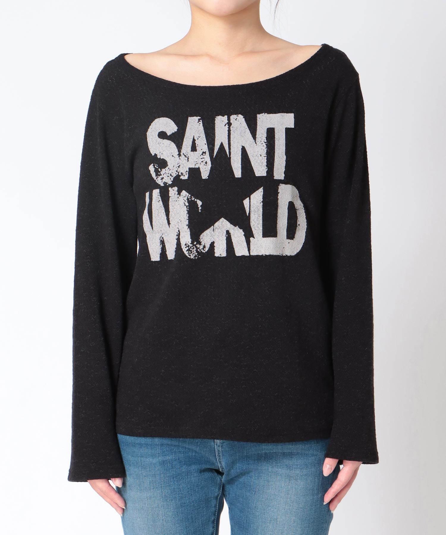 ロゴ入りレーシーニットロンT