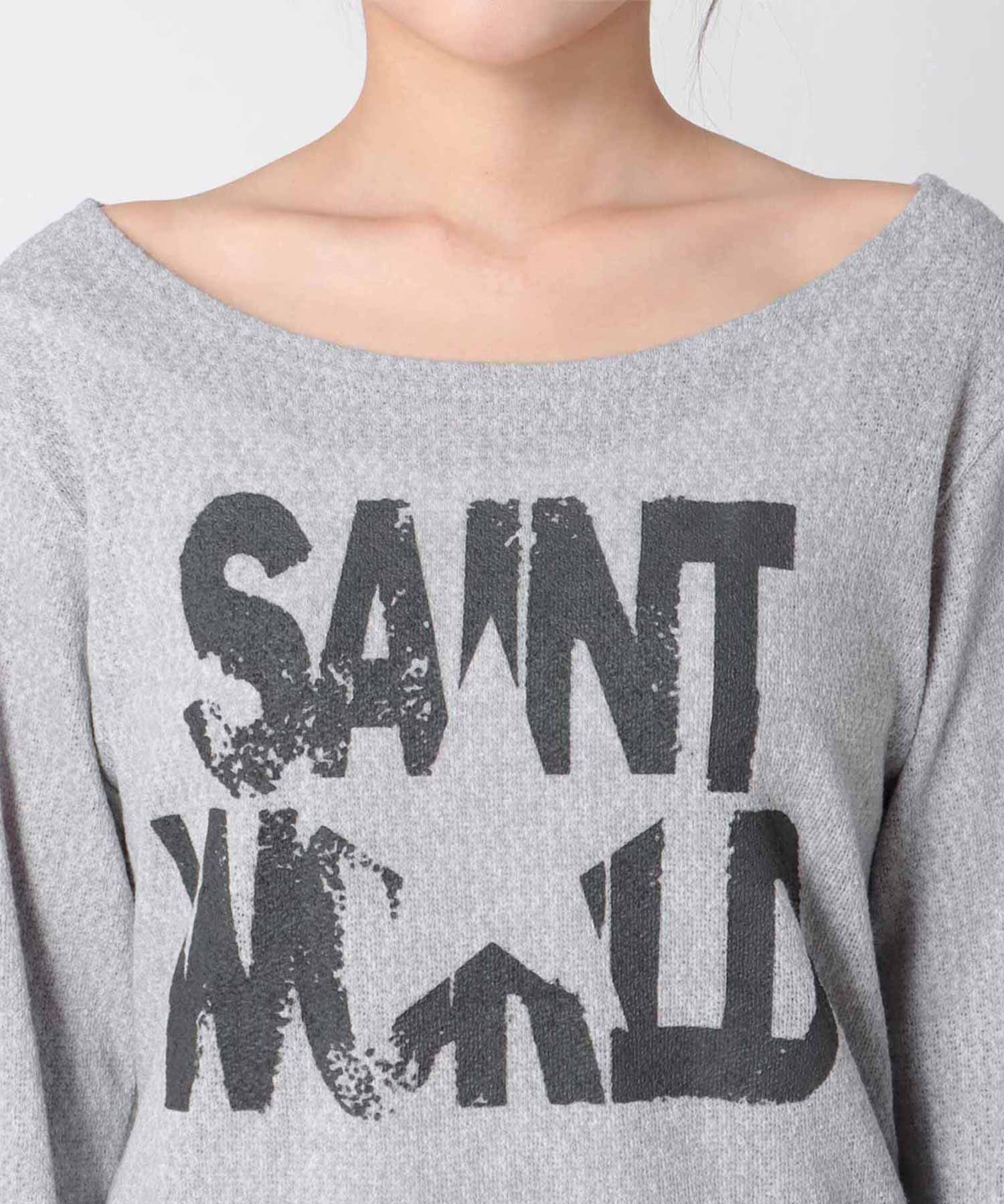 ロゴ入りレーシーニットロンT