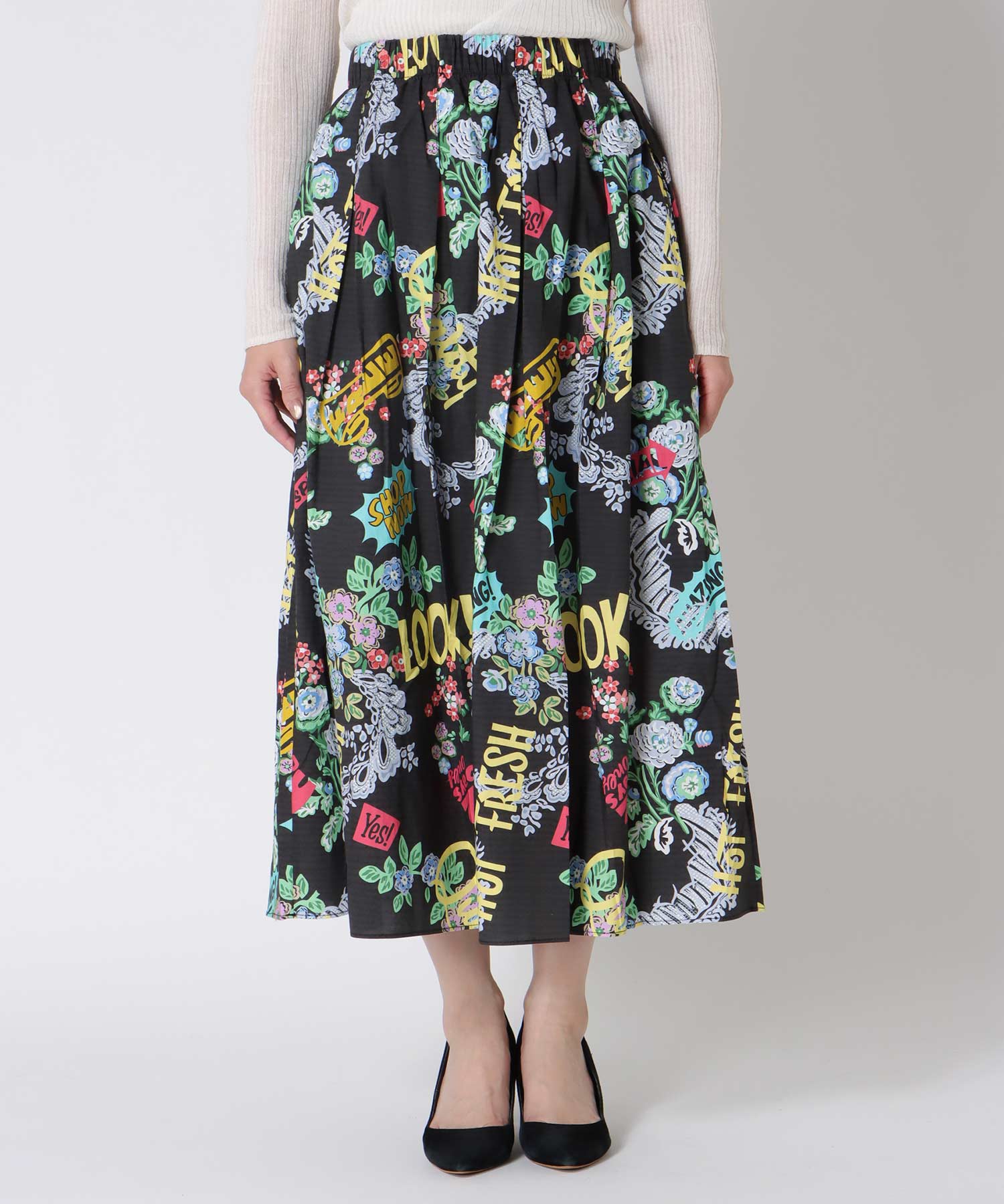 ロゴ×ﾌフラワープリントスカート