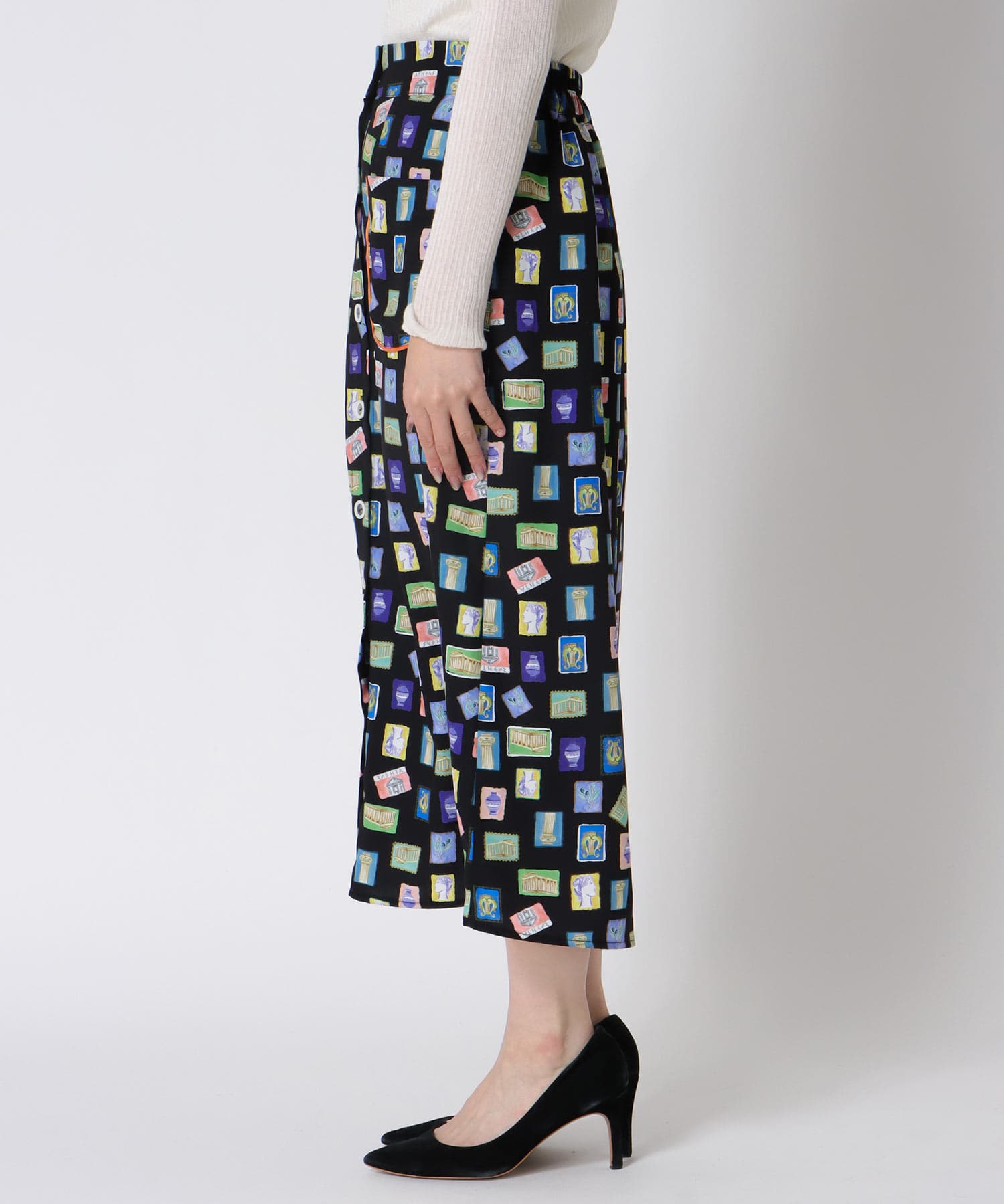 カラフルスタンププリントスカート